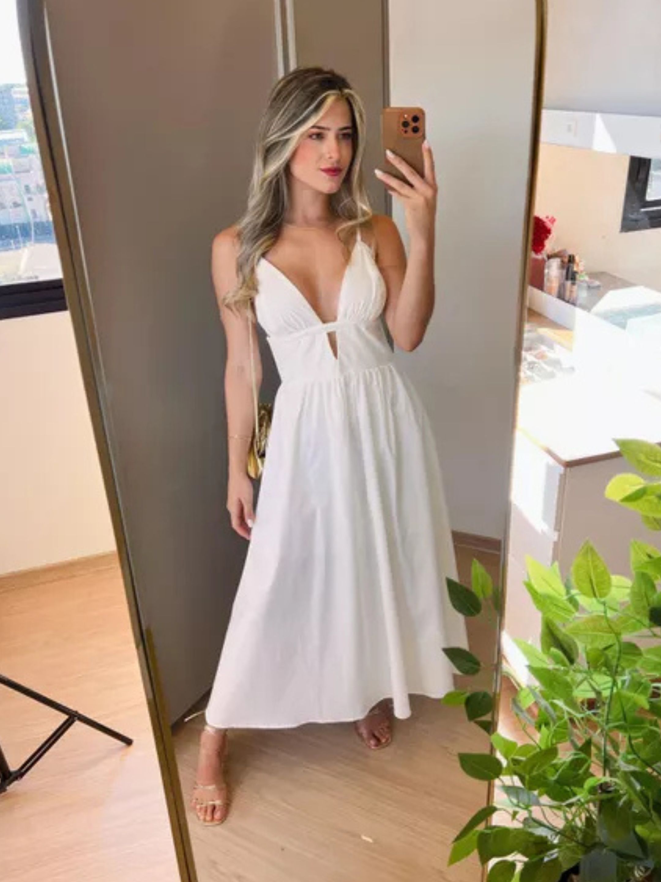 Vestido Midi Liz BRANCO - MMUNIZ 