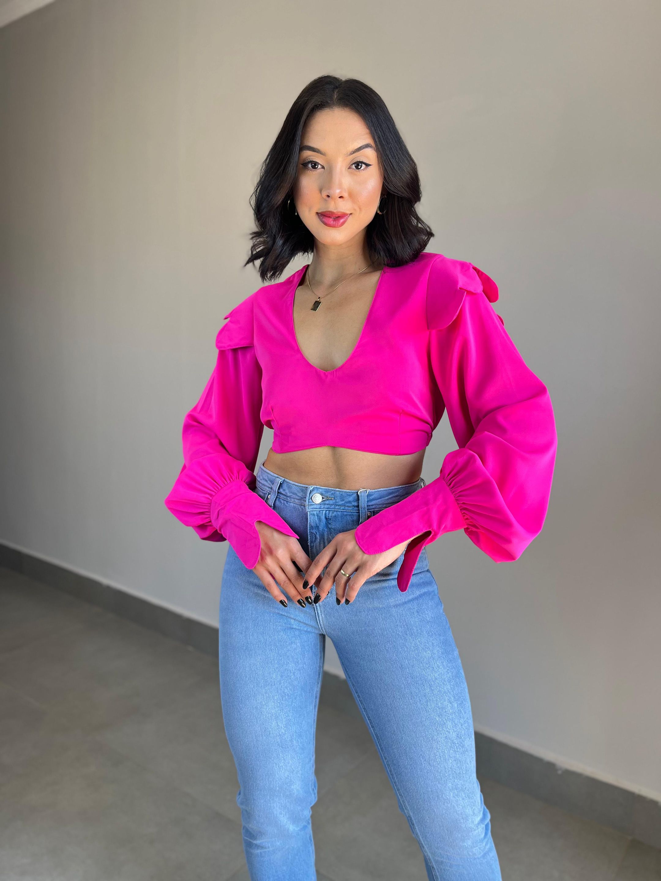 CAMISA CROPPED CAROL PINK - MMUNIZ 