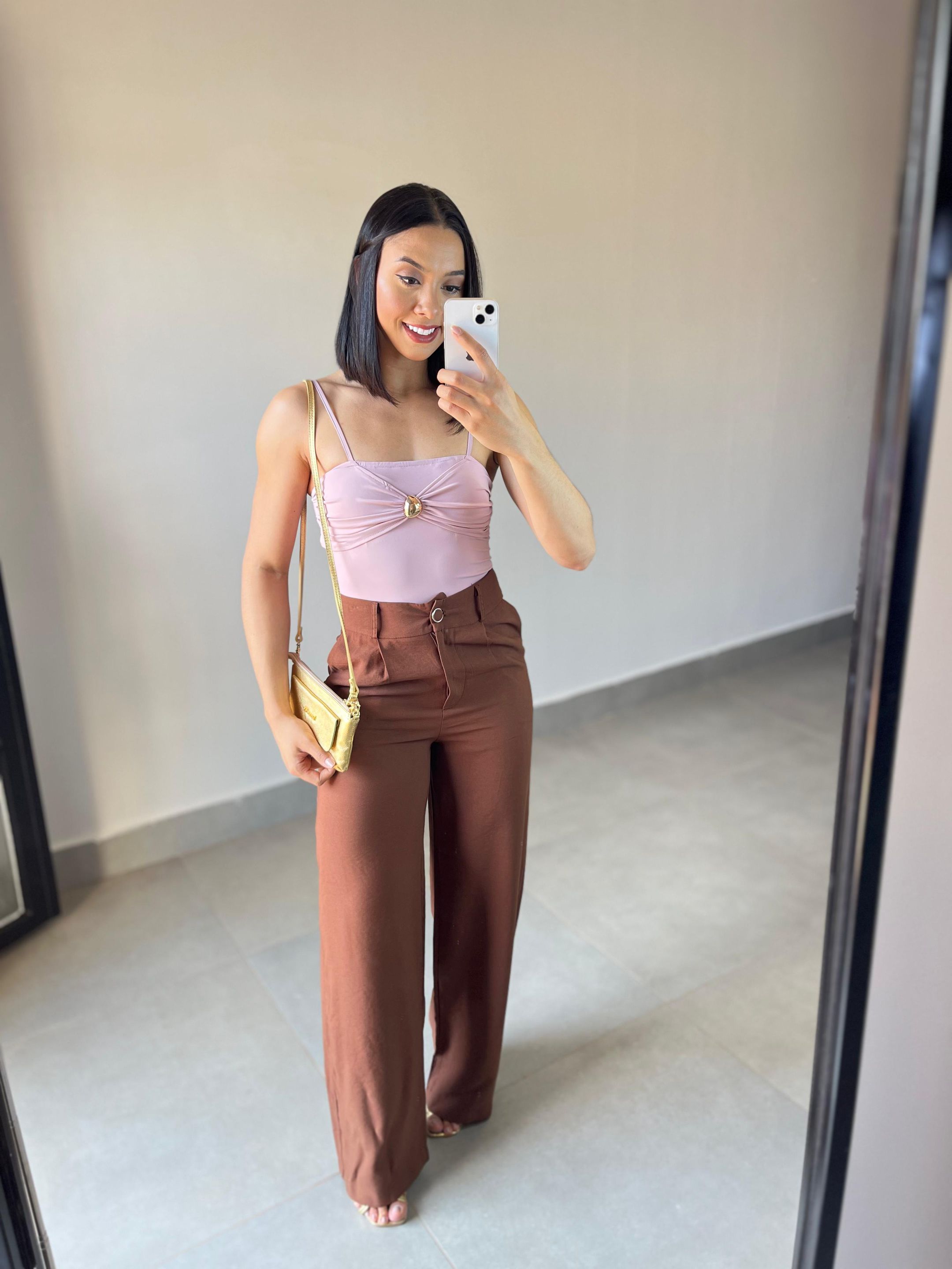 CALÇA PANTALONA FLAVIA MARROM - MMUNIZ 