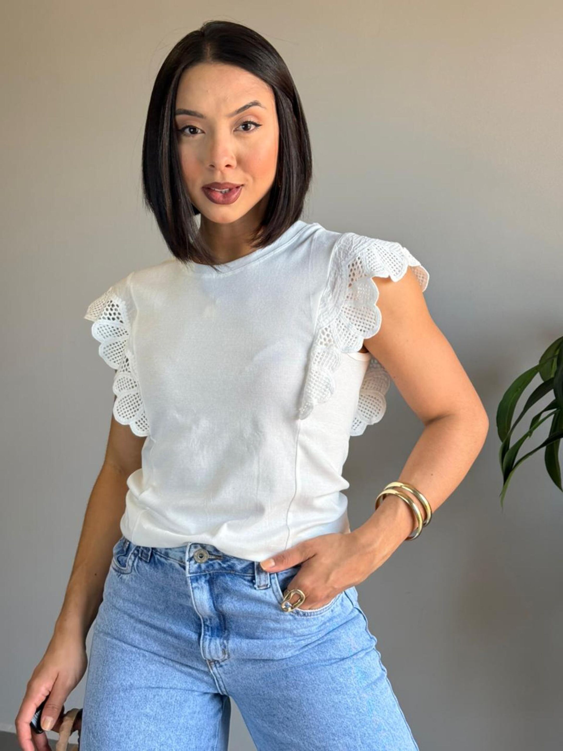 T-SHIRT RENDA BRANCO - MMUNIZ 