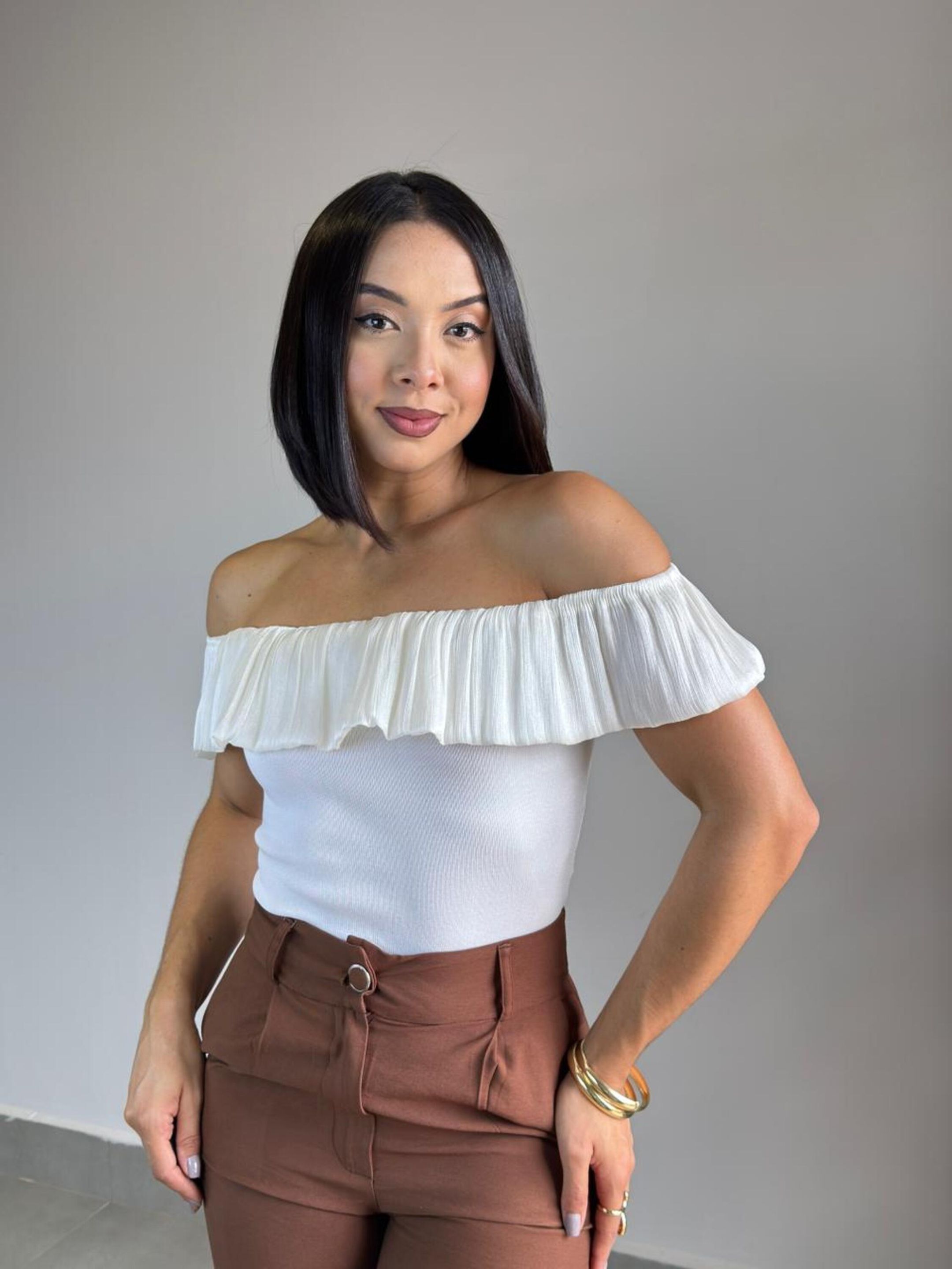 BLUSA BABADO BRANCO - MMUNIZ 