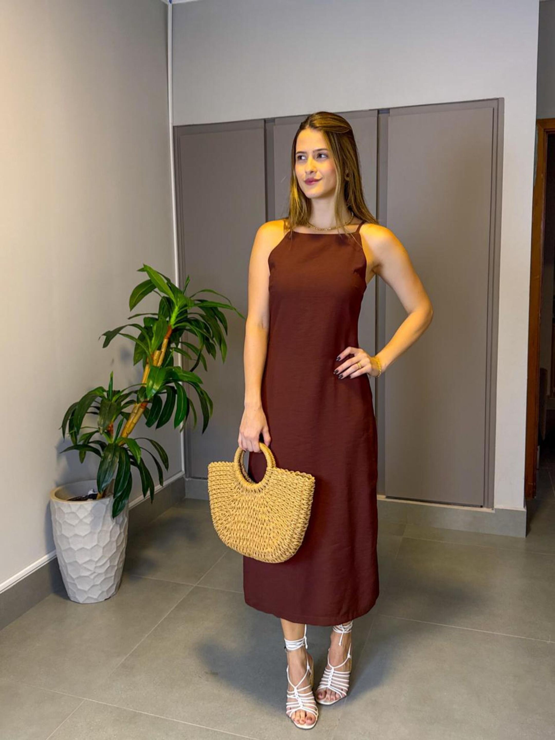 VESTIDO CLARA MARROM - MMUNIZ 