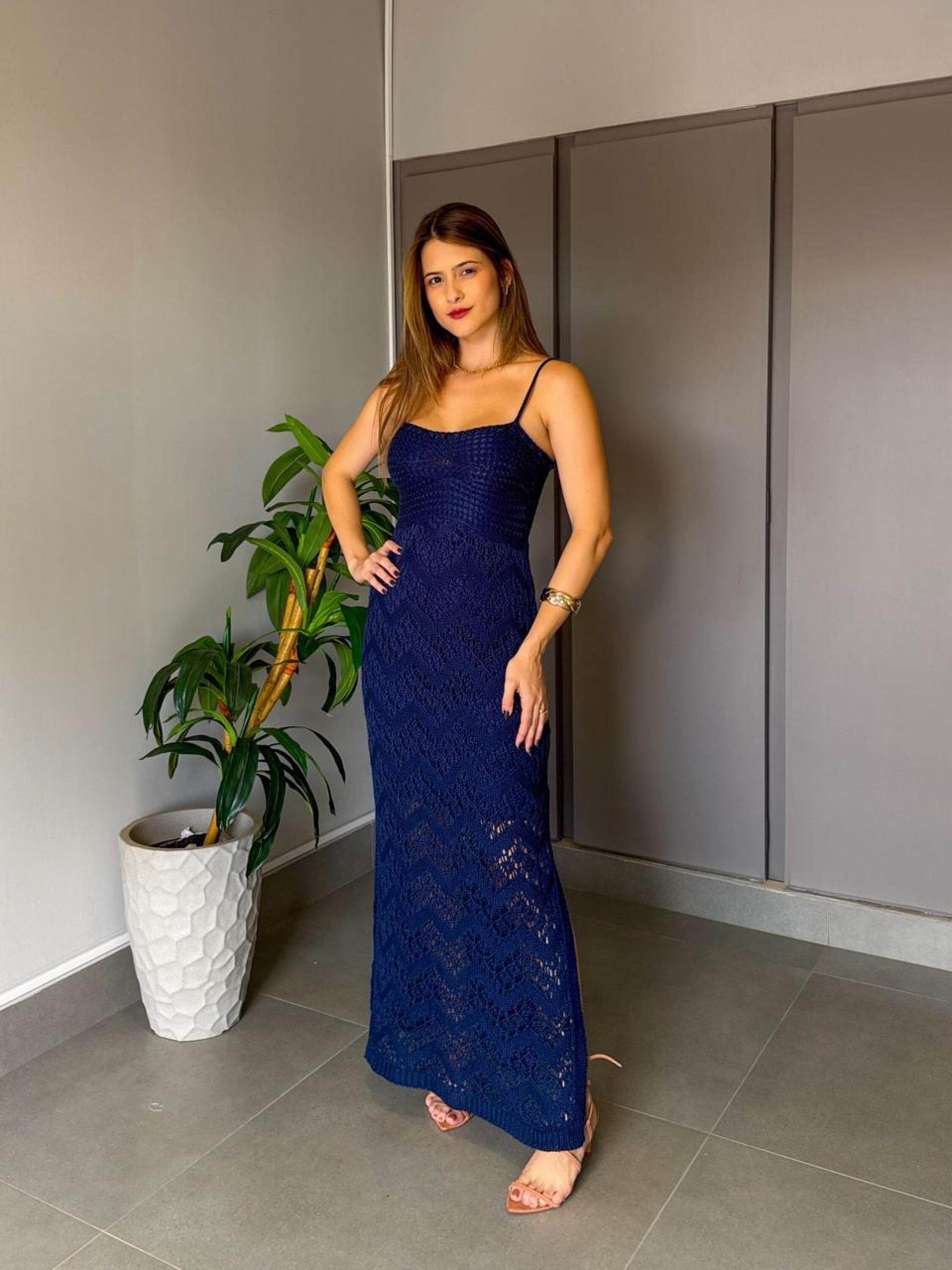 VESTIDO TRICÔ IBIZA AZUL - MMUNIZ 