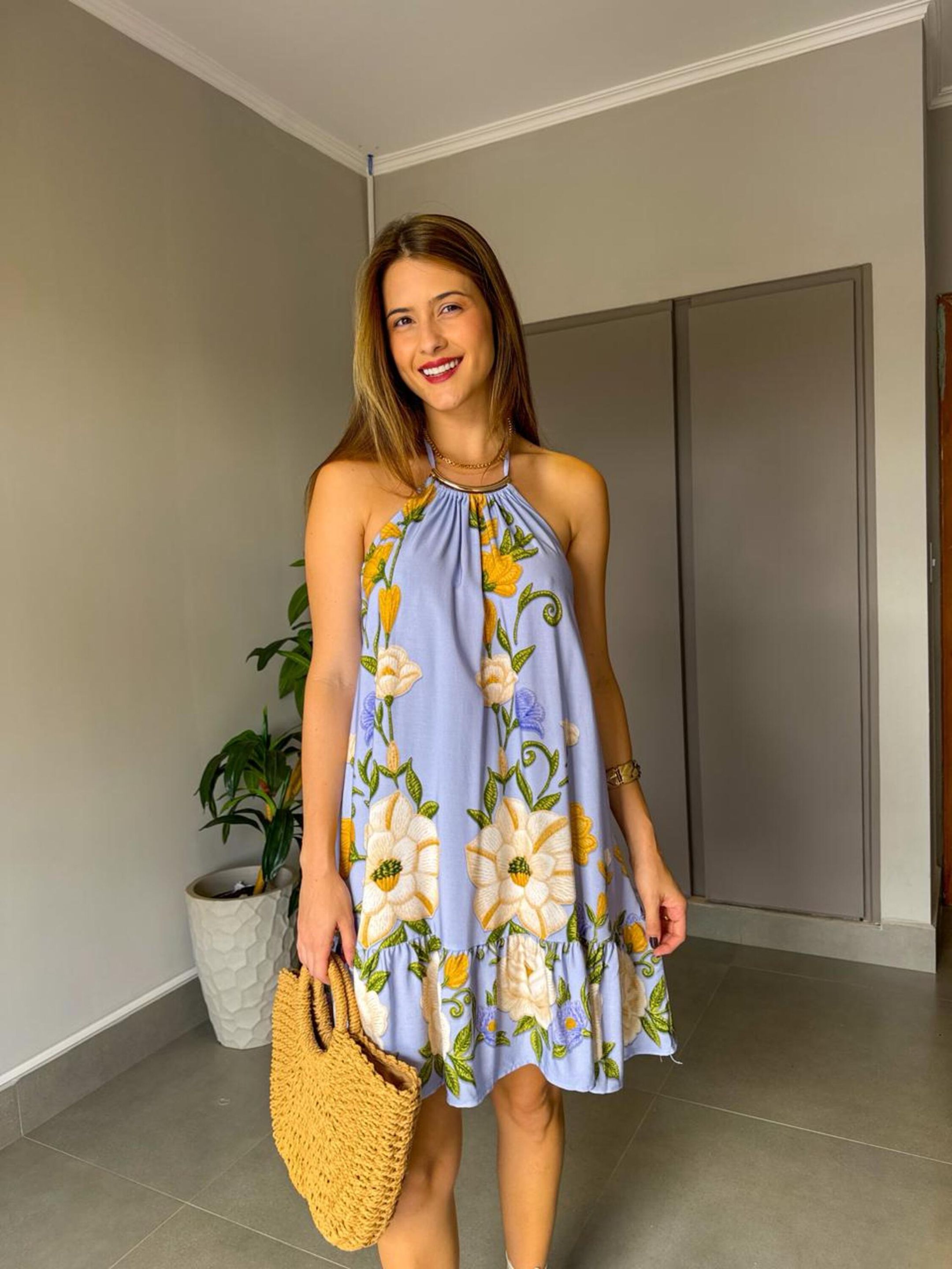 VESTIDO FLORAL BIA AZUL - MMUNIZ 