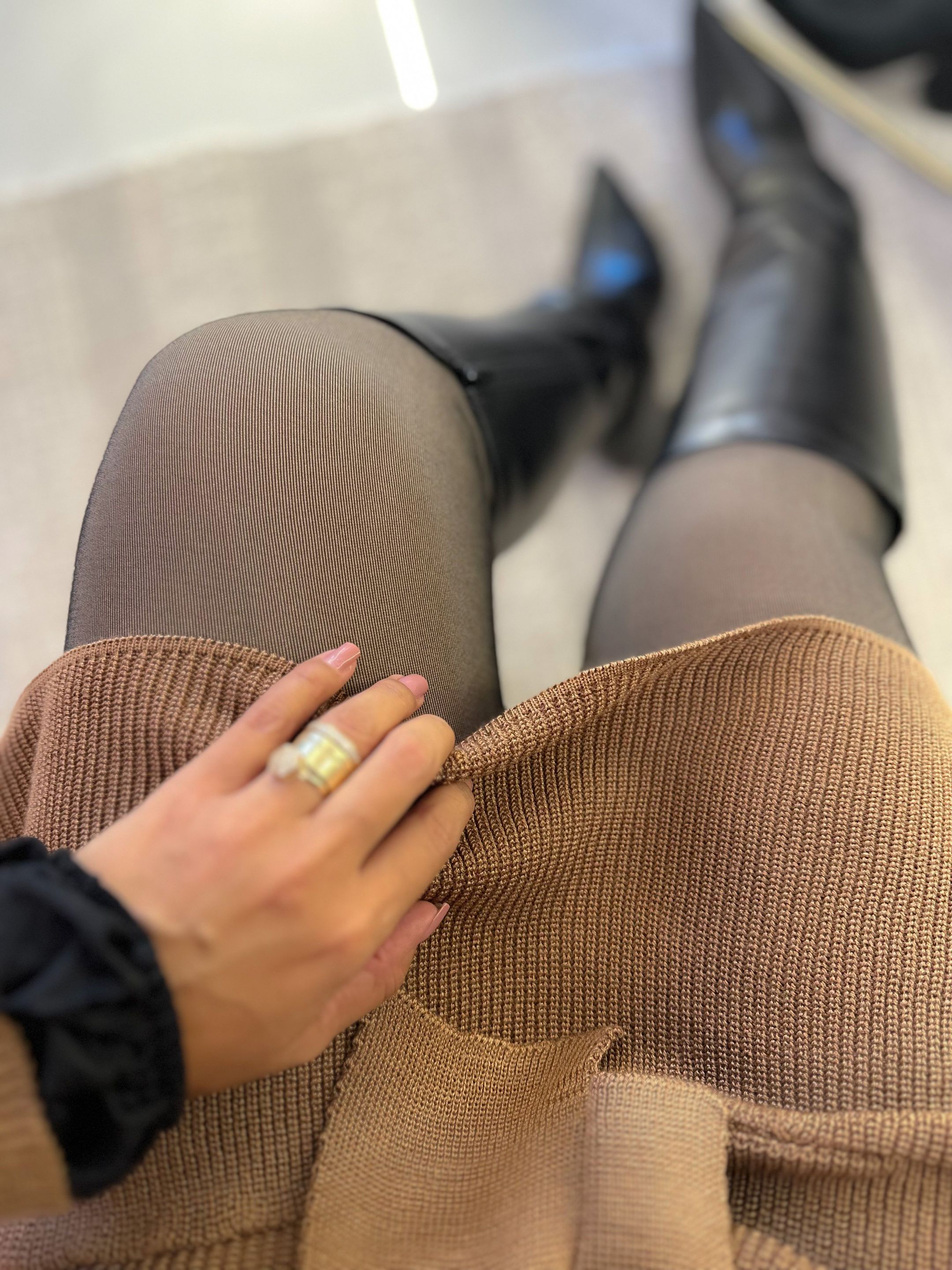 Meia Calça Feminina Preta Peluciada Nude - Por Katia Vilar Moda Clássica 