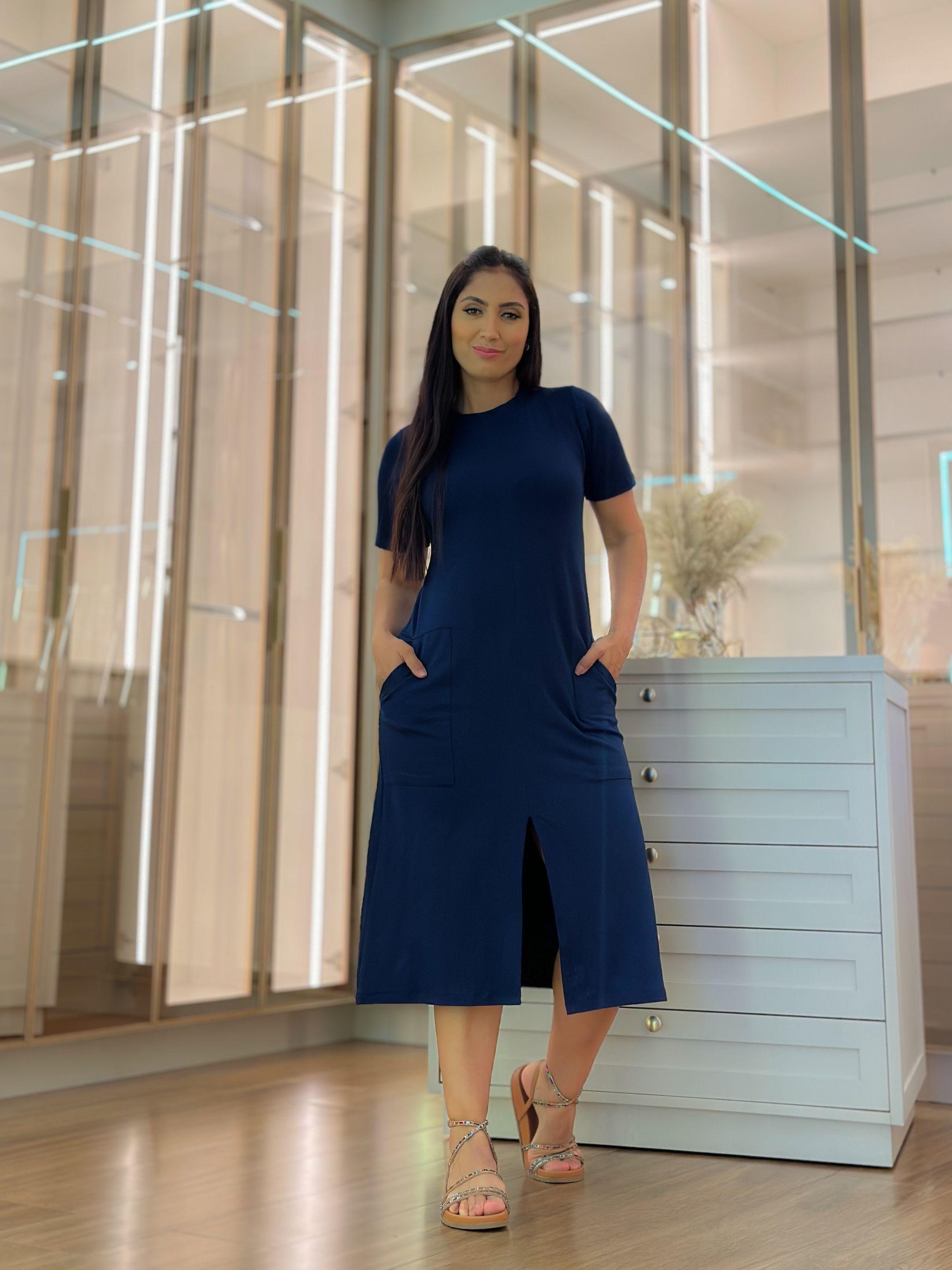 Vestido Cintia Azul Marinho