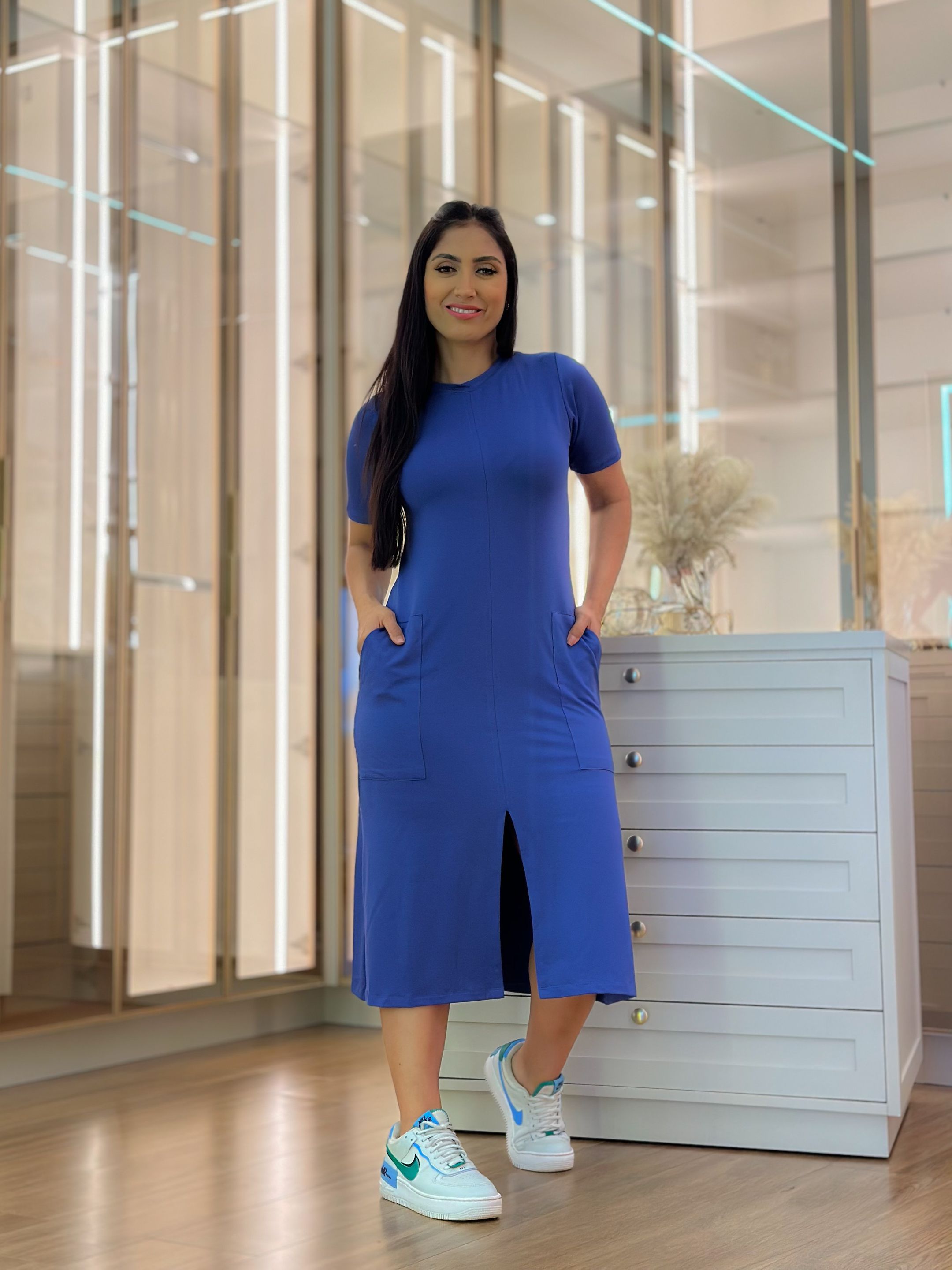 Vestido Cintia Azul Carbono