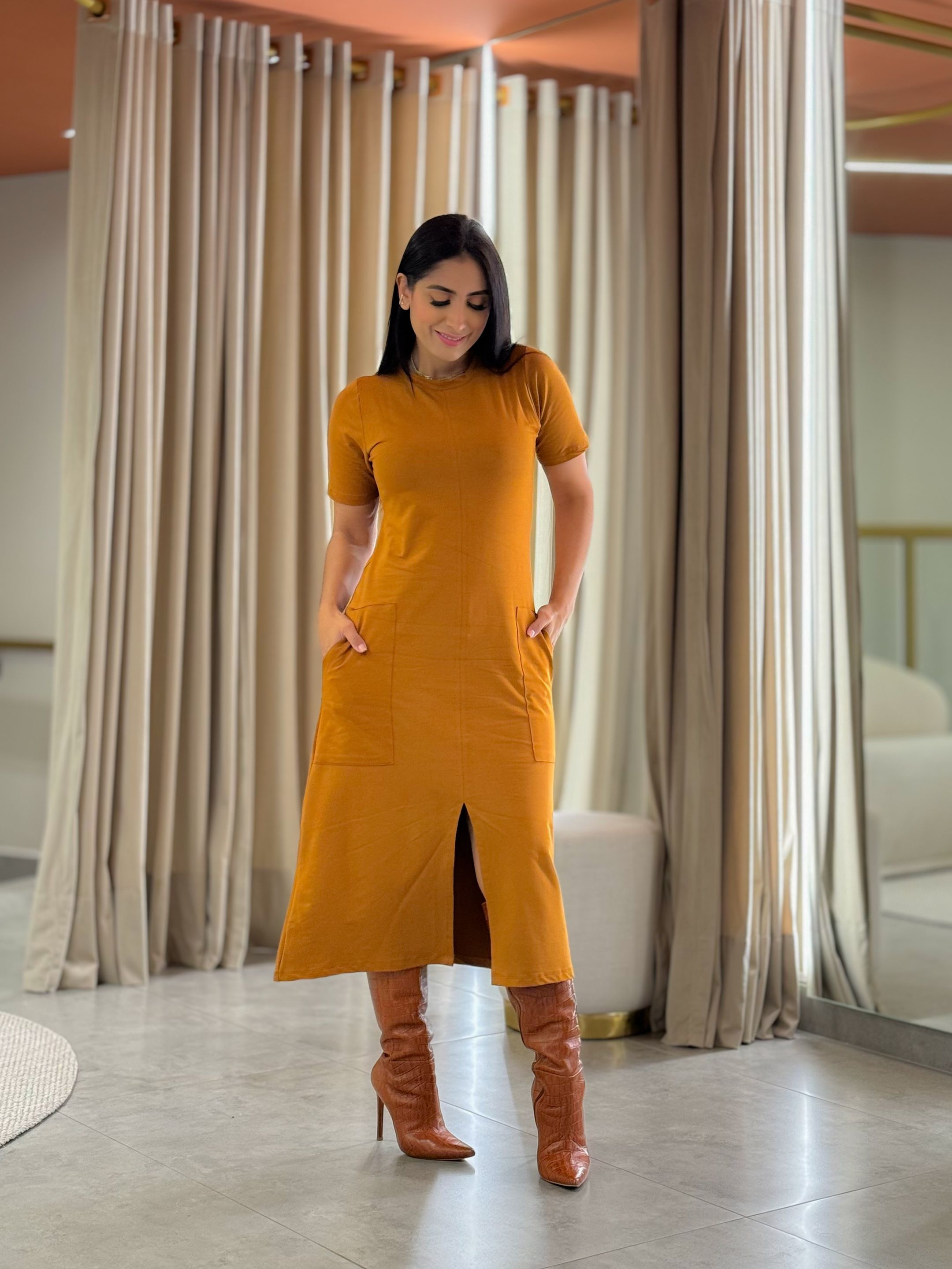 Vestido Cintia Caramelo