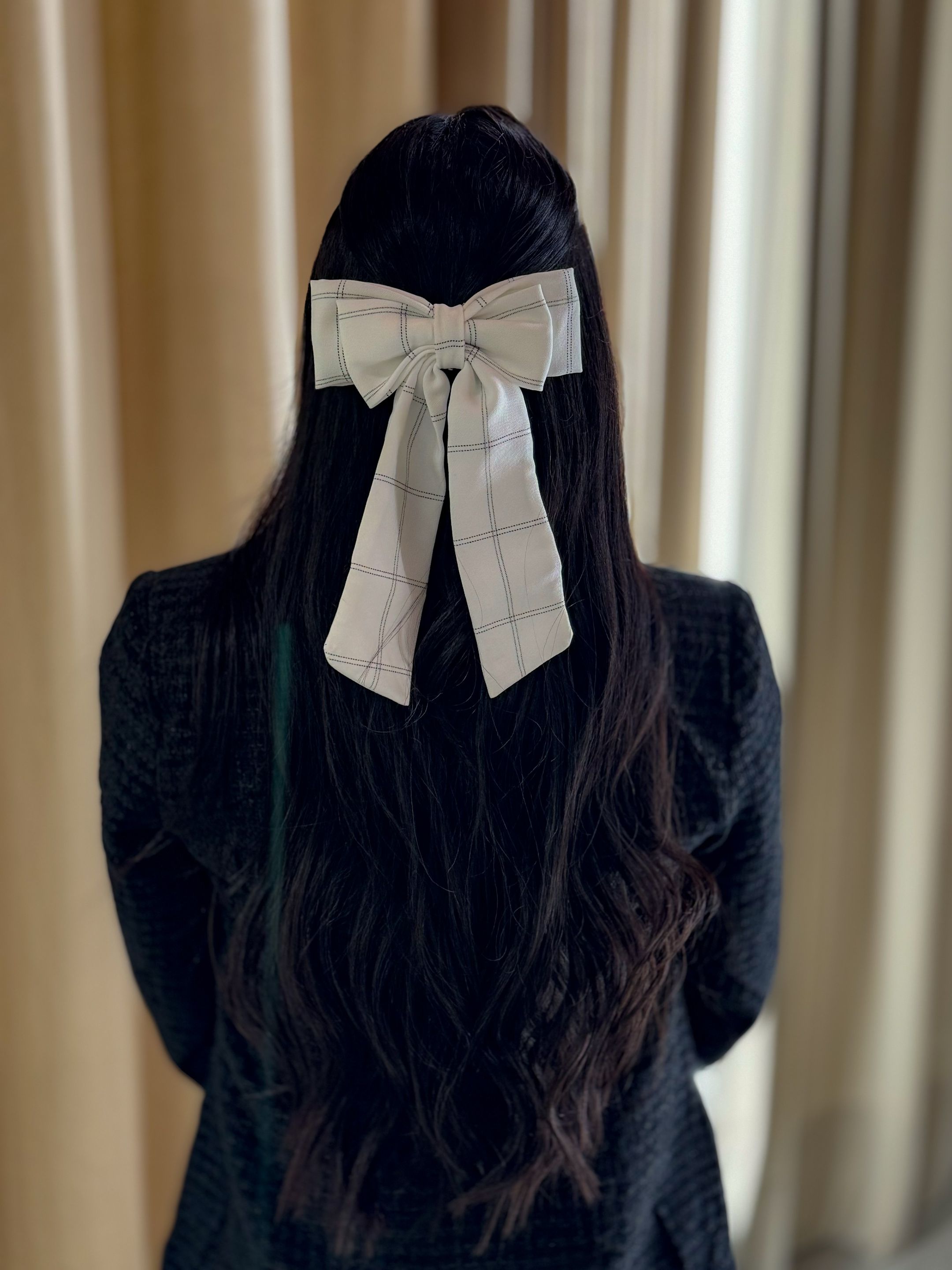 Laço De Luxo Xadrez Branco E Preto
