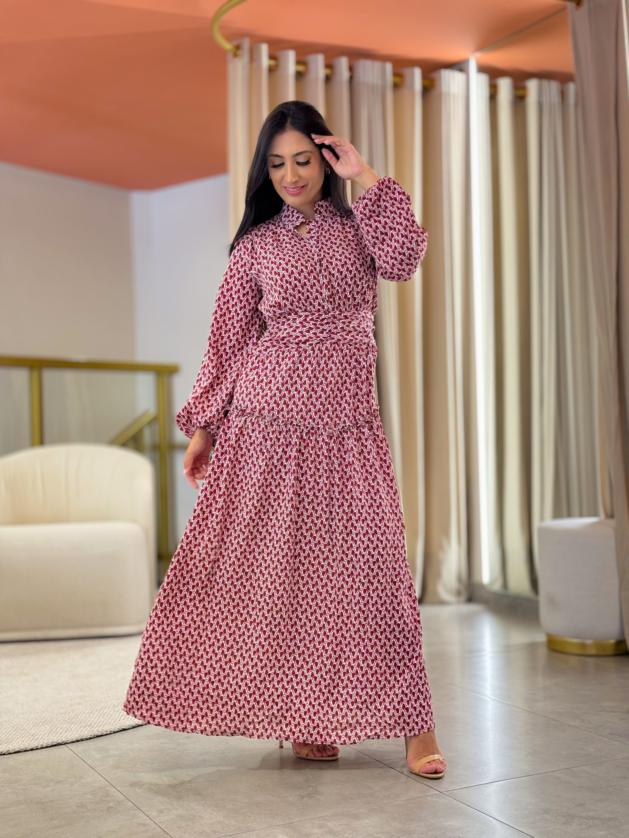Vestido Brenda Bordo E Branco