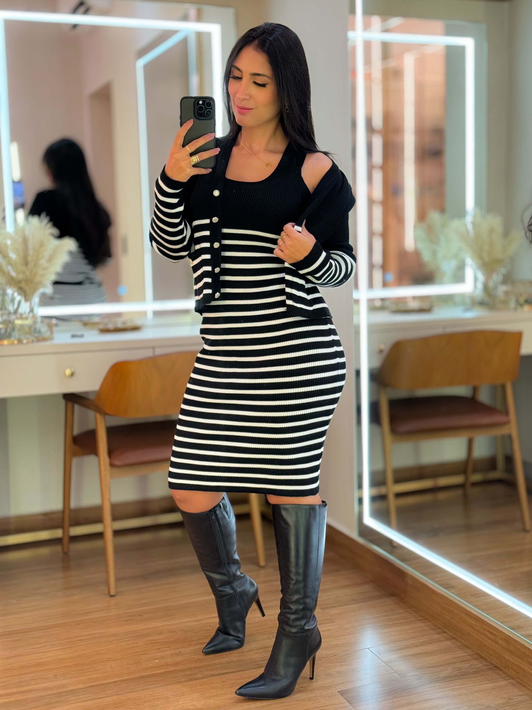Conjunto Serena Preto E Branco - Por Katia Vilar Moda Clássica 