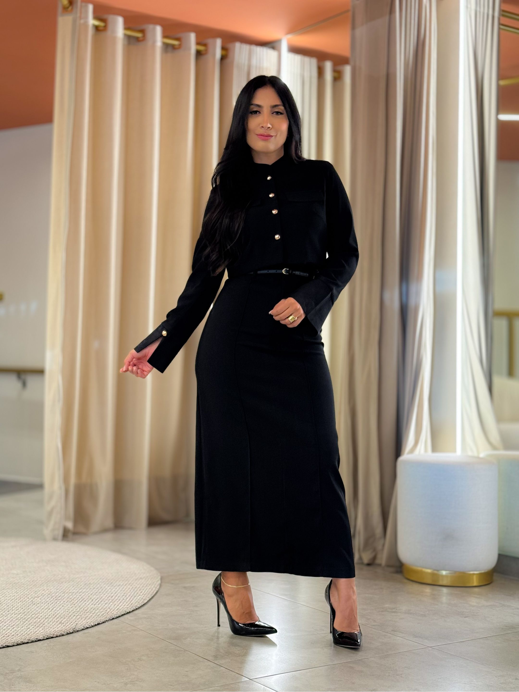 Conjunto Eloá Preto - Por Katia Vilar Moda Clássica 
