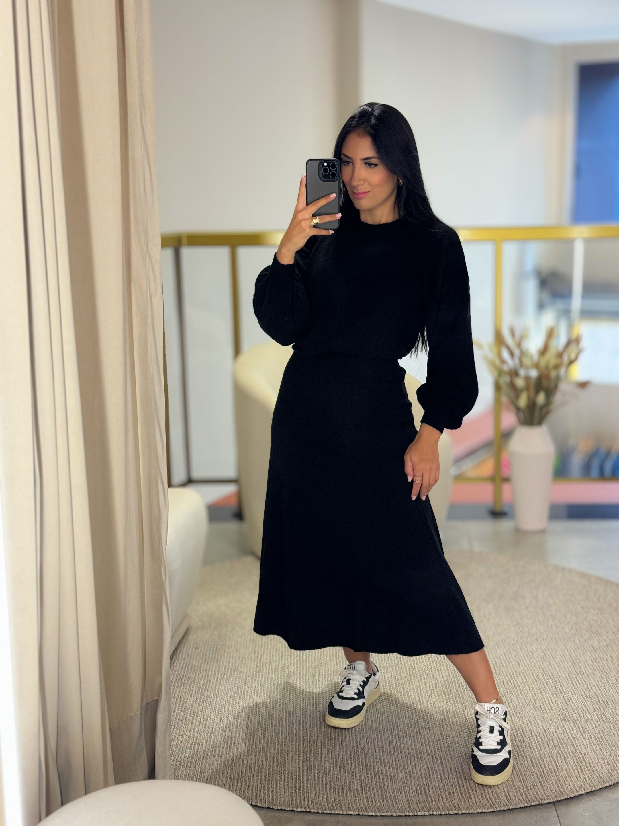 Conjunto Romana Tricot Preto - Por Katia Vilar Moda Clássica 