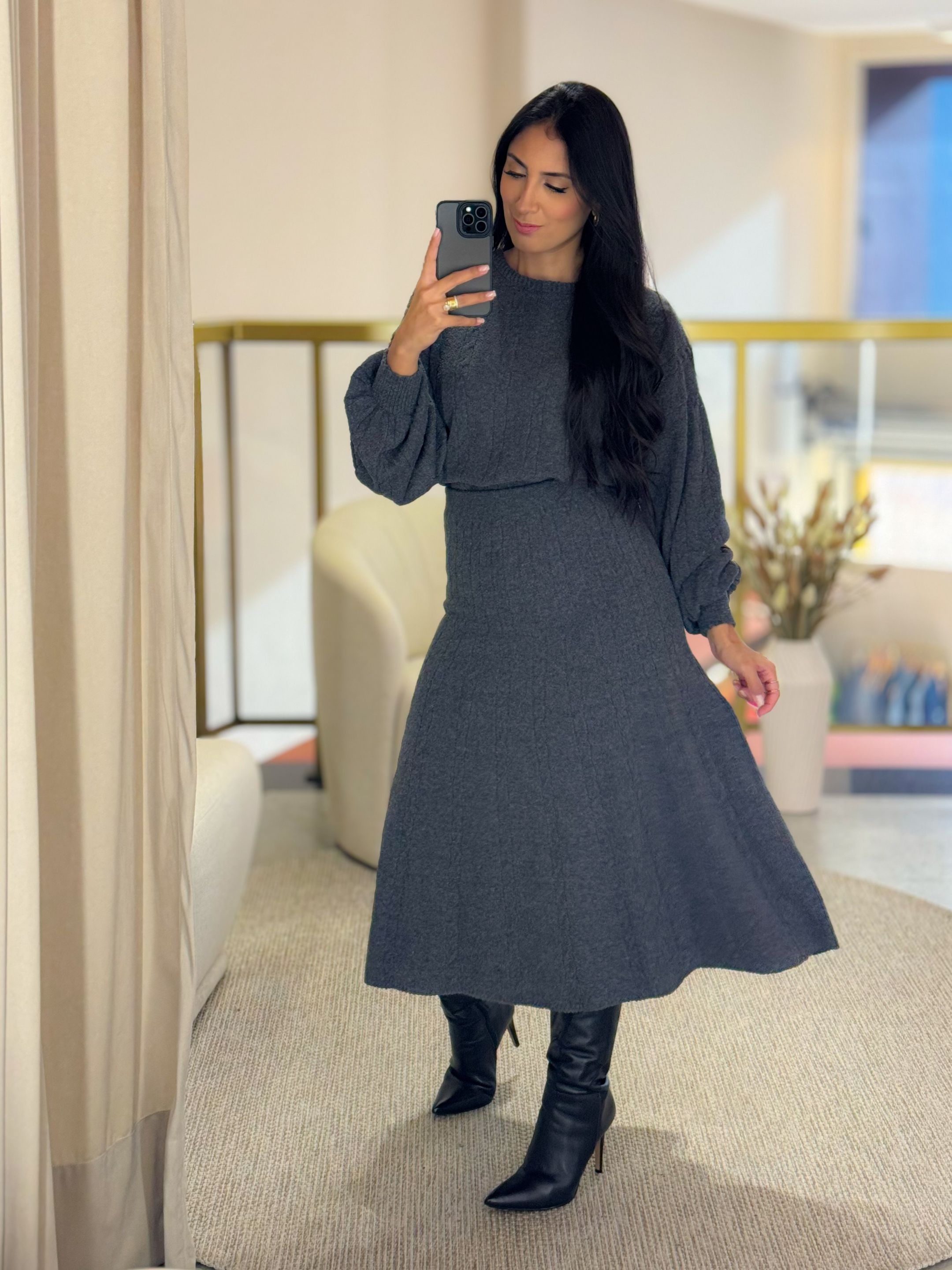 Conjunto Romana Tricot Chumbo - Por Katia Vilar Moda Clássica 