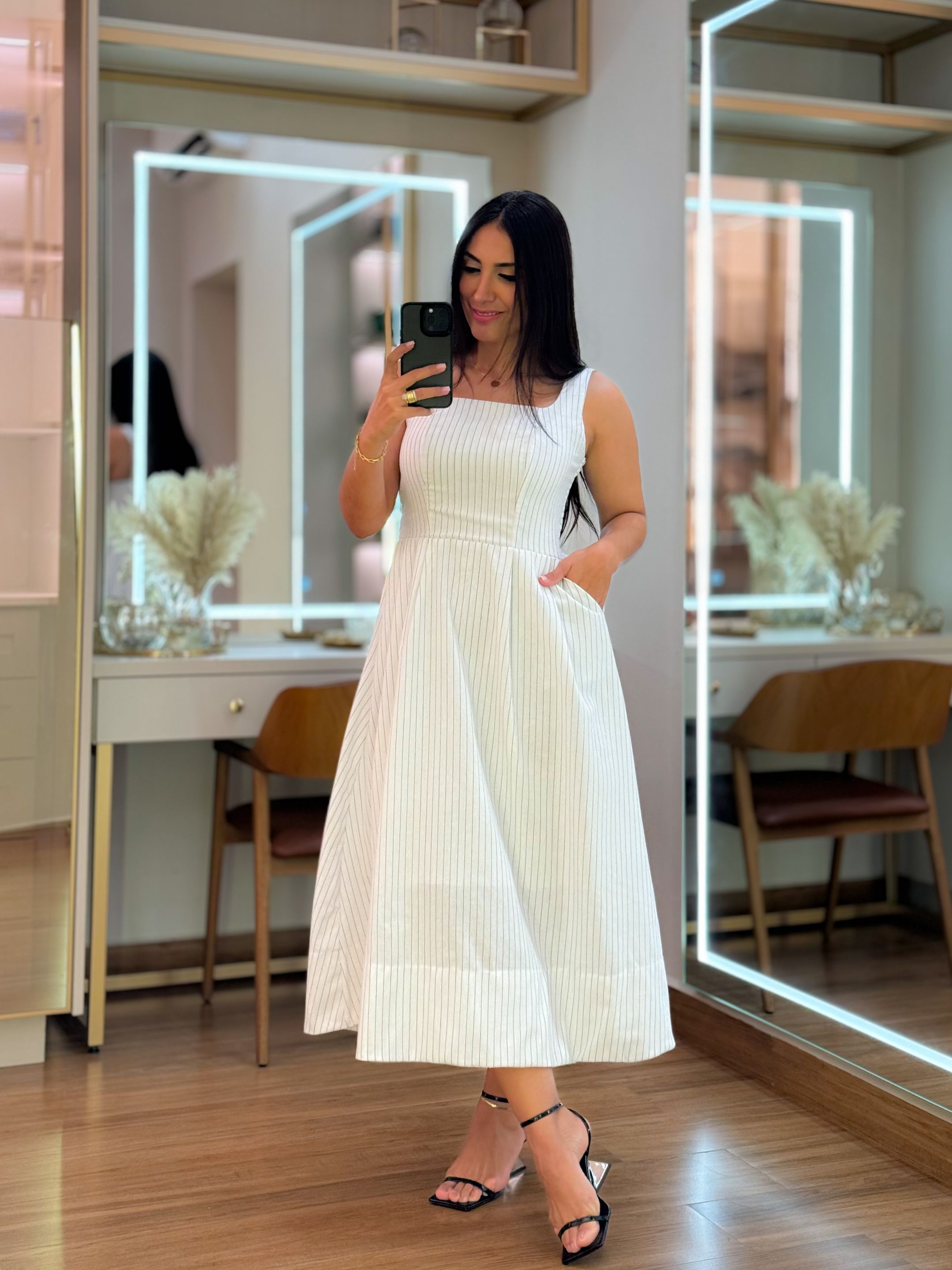 Vestido Vivian Branco E Preto