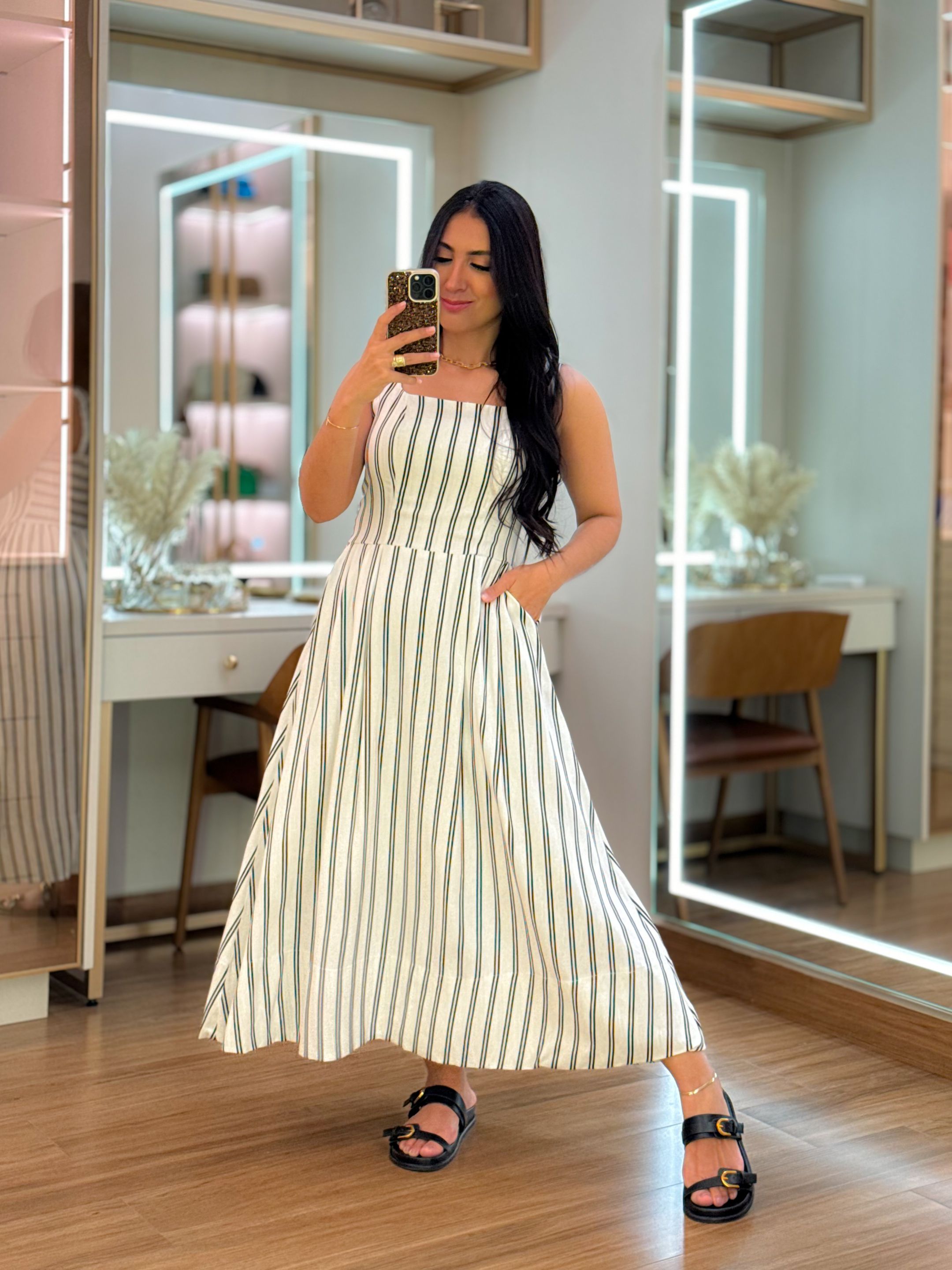 Vestido Vivian Off White E Preto