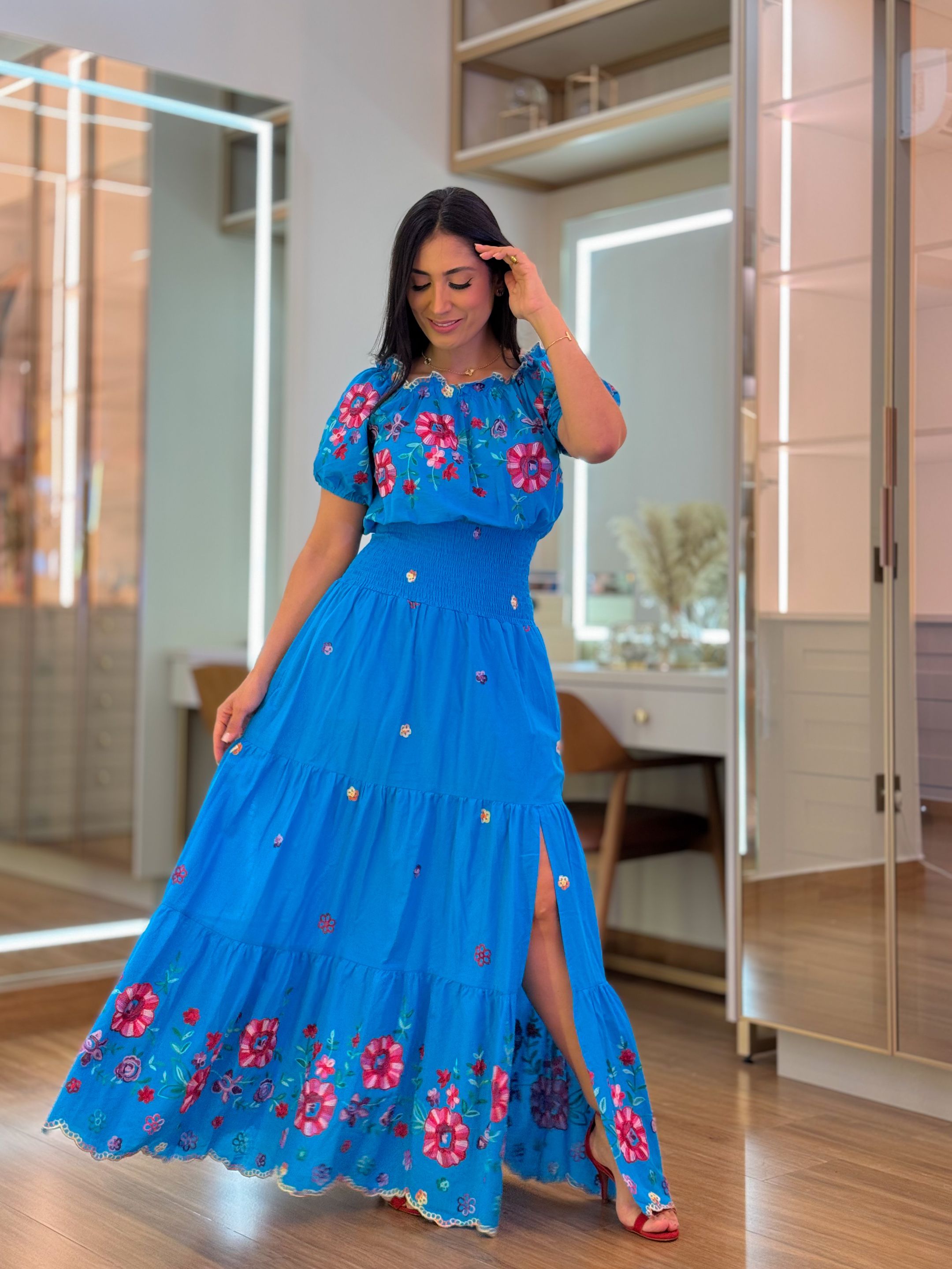 Vestido Julia Azul - Por Katia Vilar Moda Clássica 