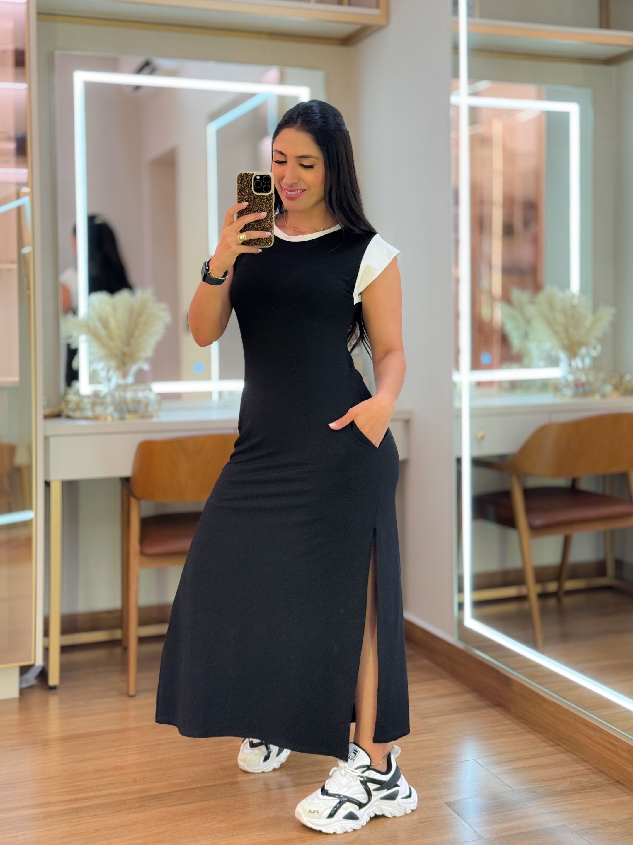 Vestido Lari Preto E Branco - Por Katia Vilar Moda Clássica 