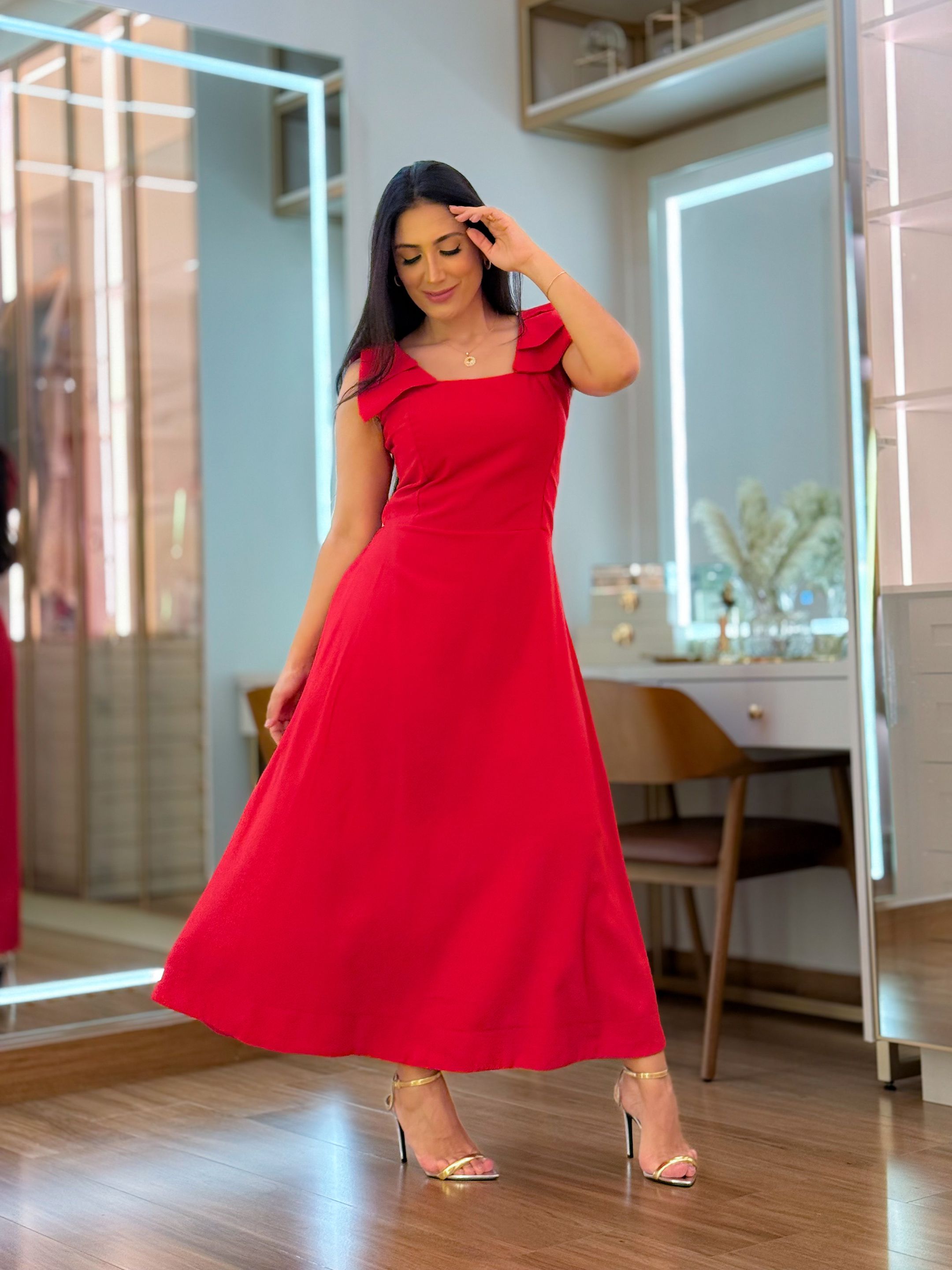 Vestido Vanessa Vermelho - Por Katia Vilar Moda Clássica 