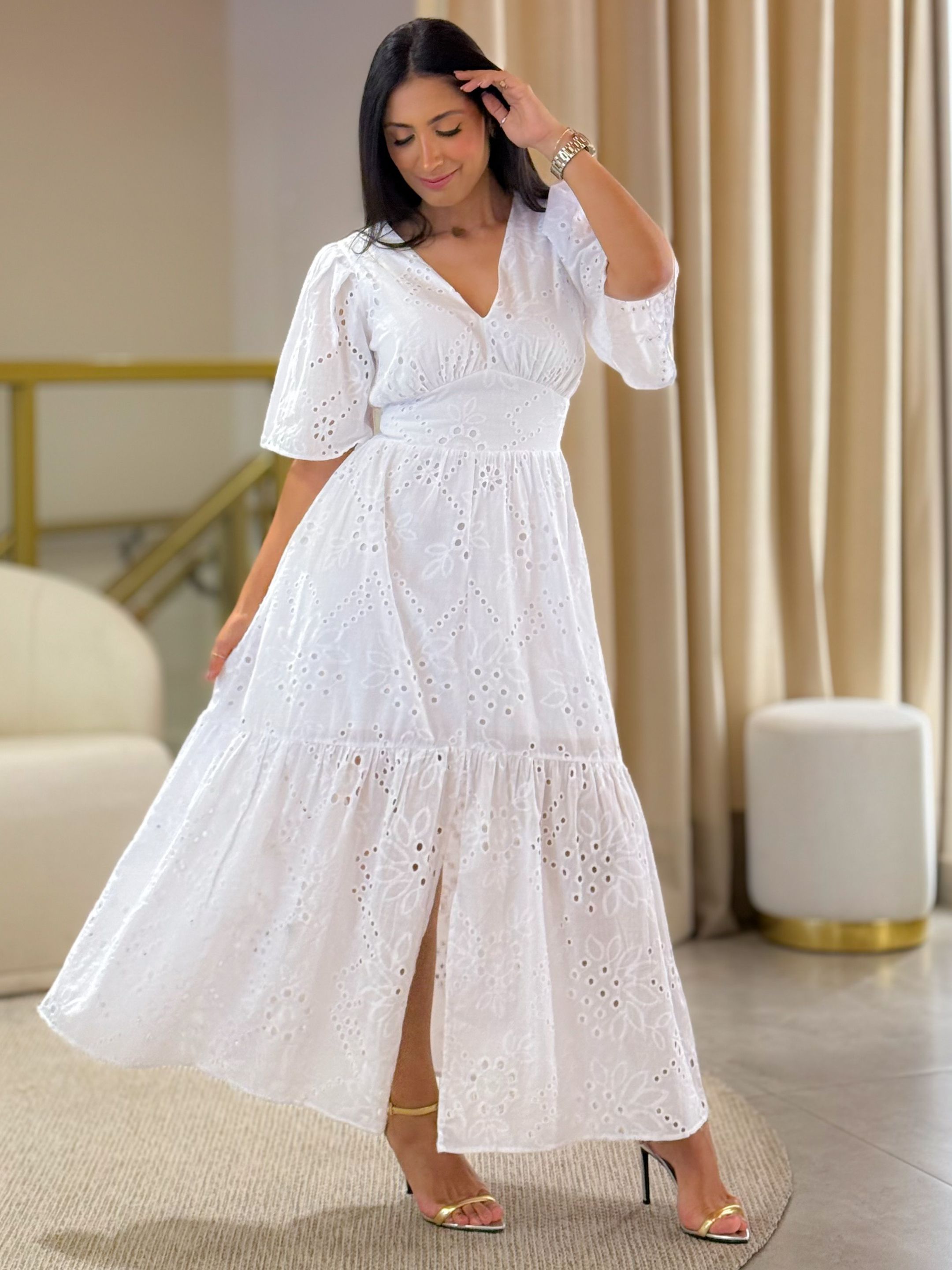 Vestido Luiza Branco - Por Katia Vilar Moda Clássica 