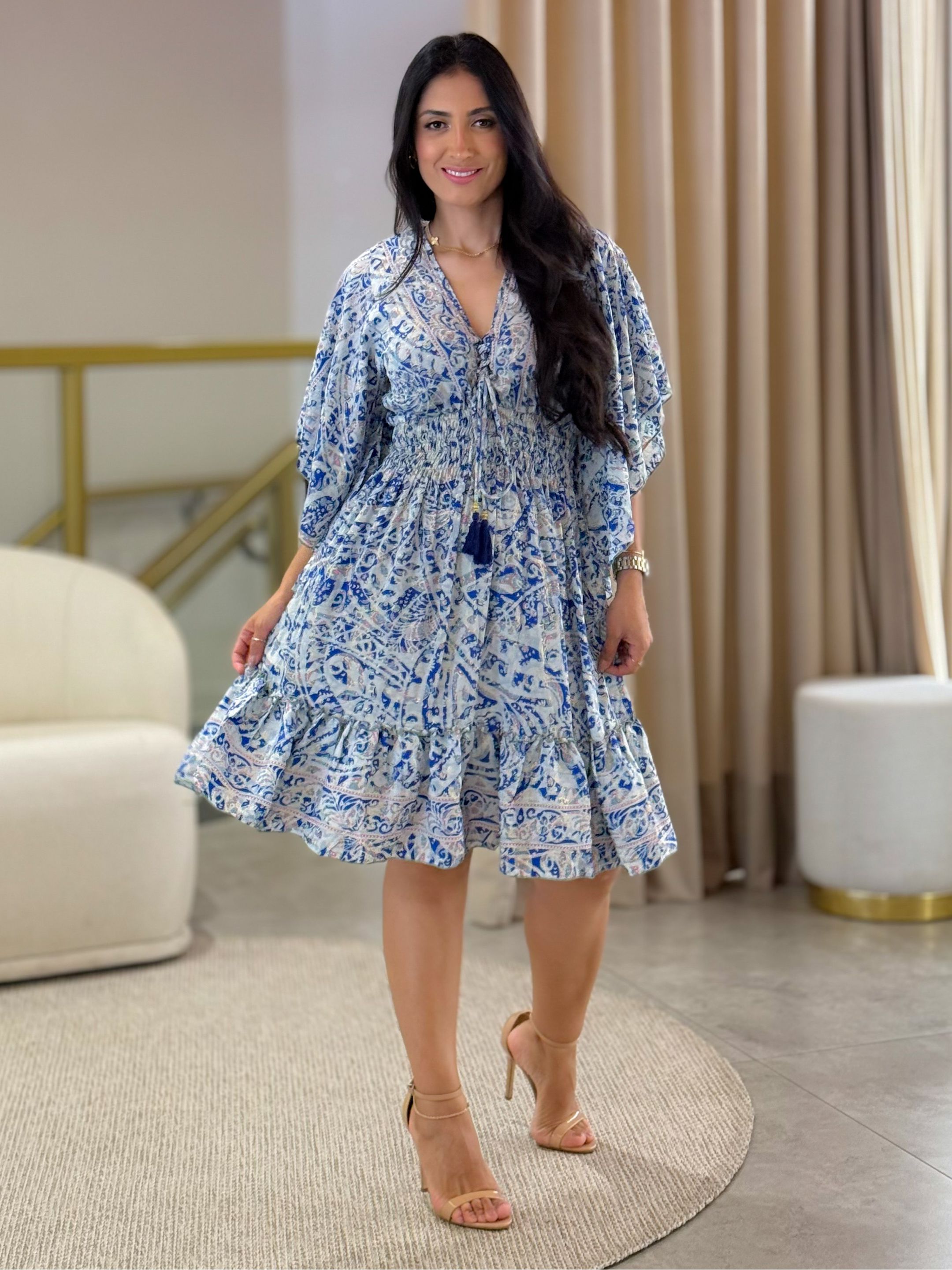 Vestido Maia Estampado Azul Bebe