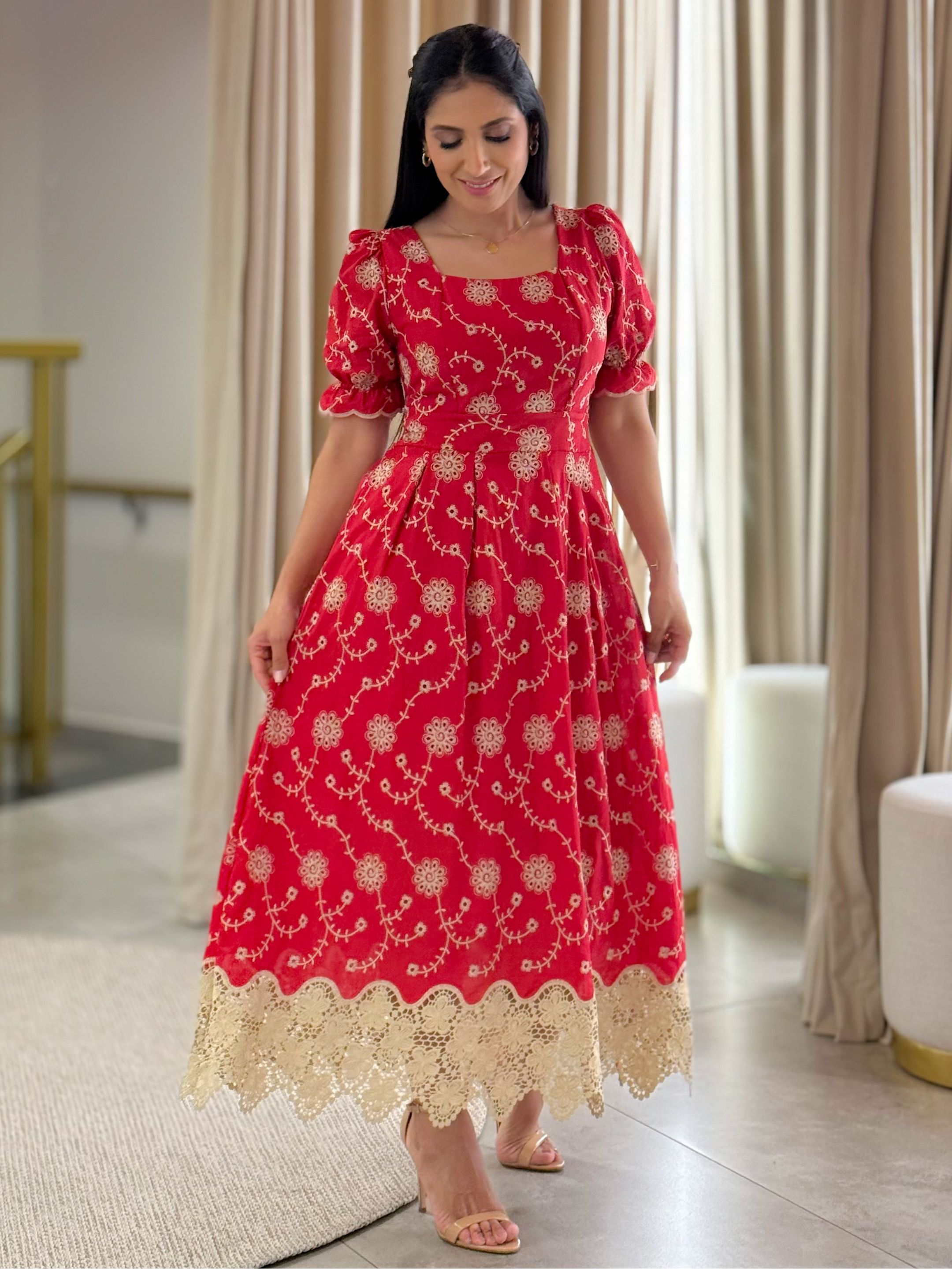 Vestido Mavi Vermelho - Por Katia Vilar Moda Clássica 