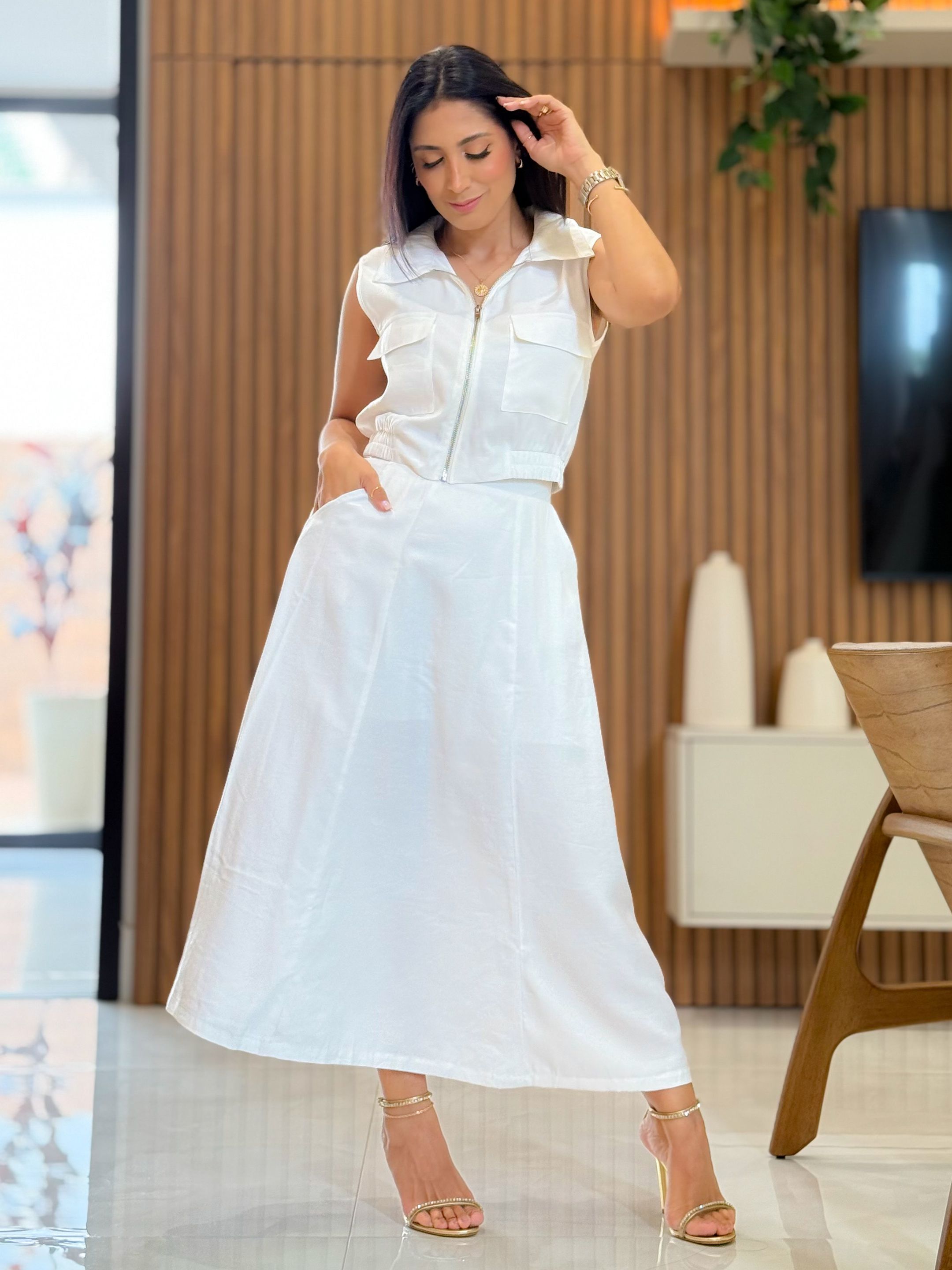 Conjunto Maira Branco - Por Katia Vilar Moda Clássica 
