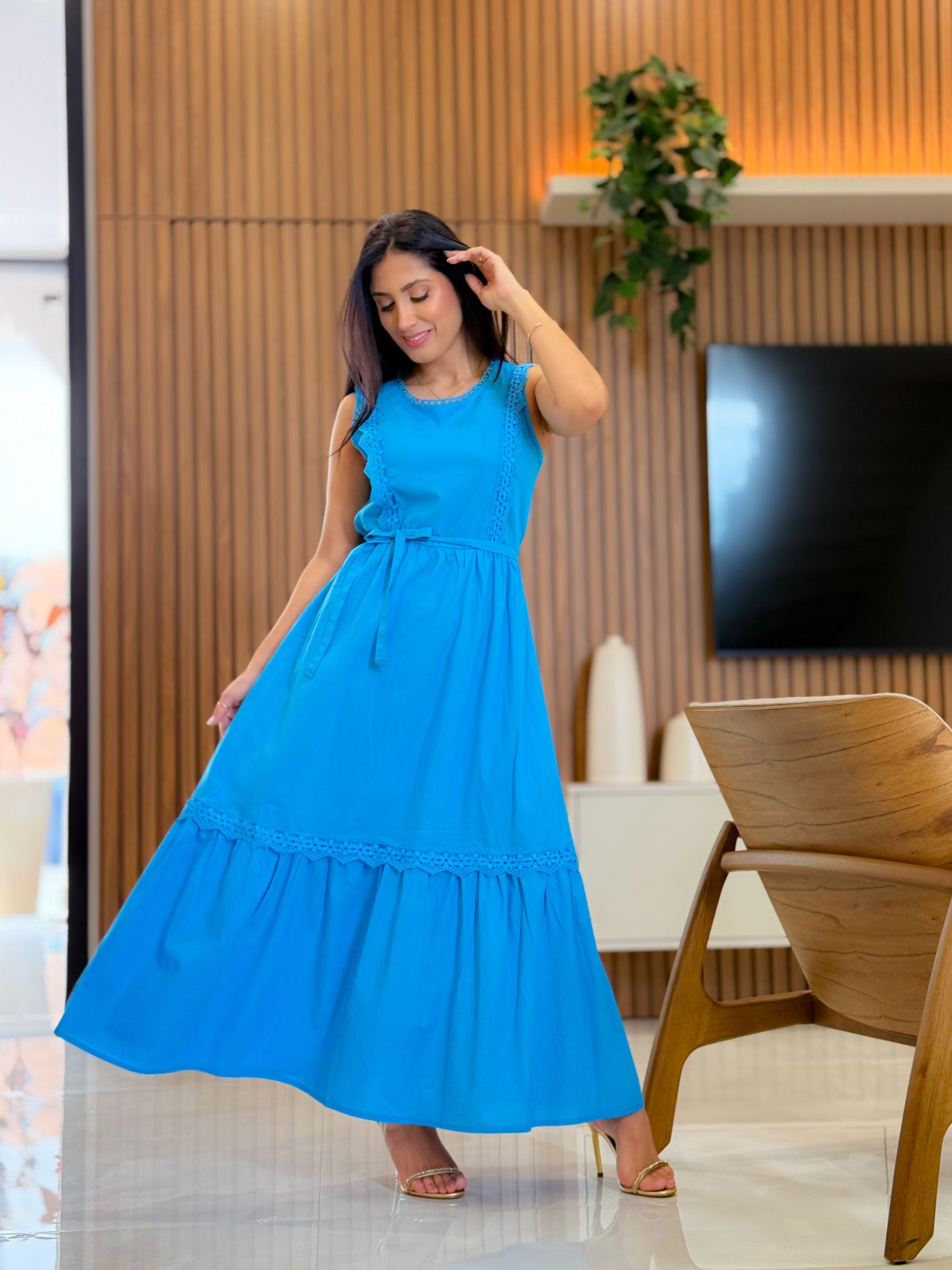 Vestido Alessandra Azul Piscina
