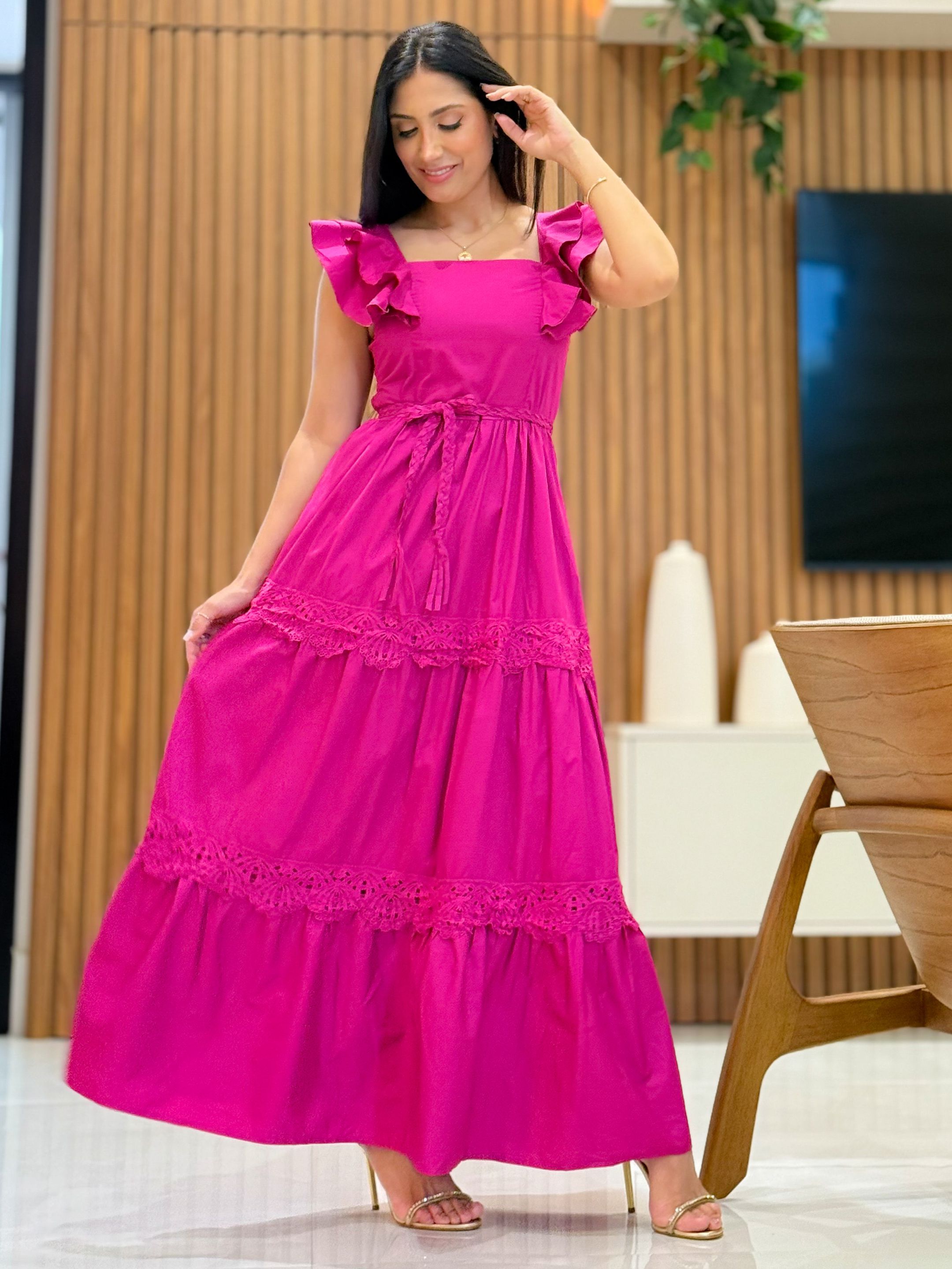 Vestido Barbara Fucsia - Por Katia Vilar Moda Clássica 