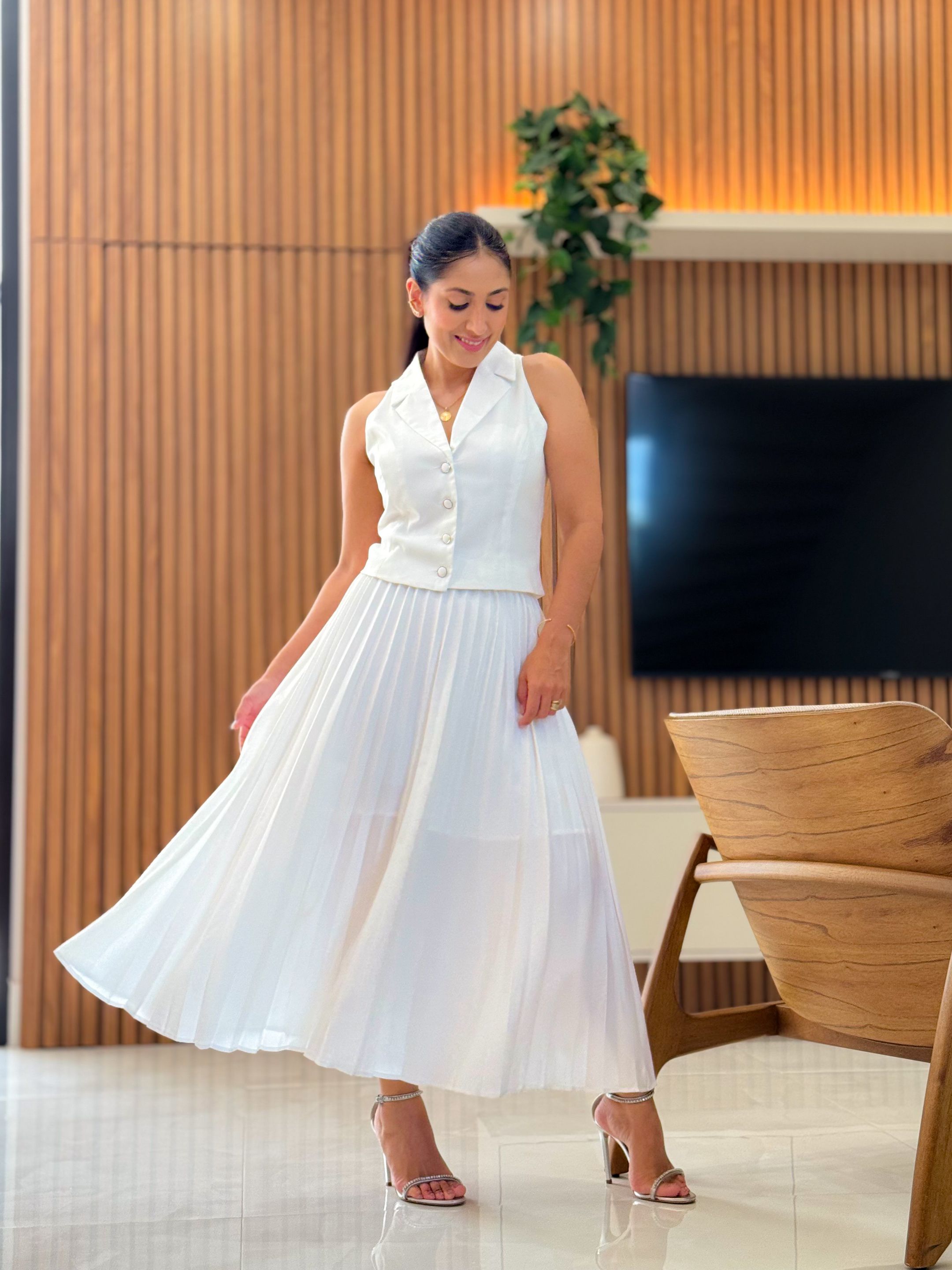 Saia Maisa Branco - Por Katia Vilar Moda Clássica 