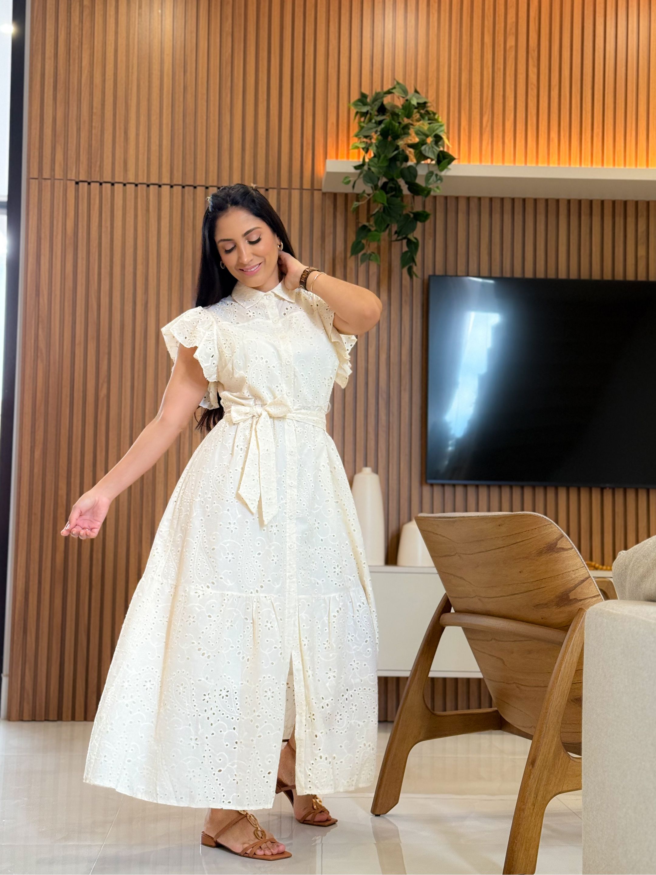 Vestido Nina Creme - Por Katia Vilar Moda Clássica 