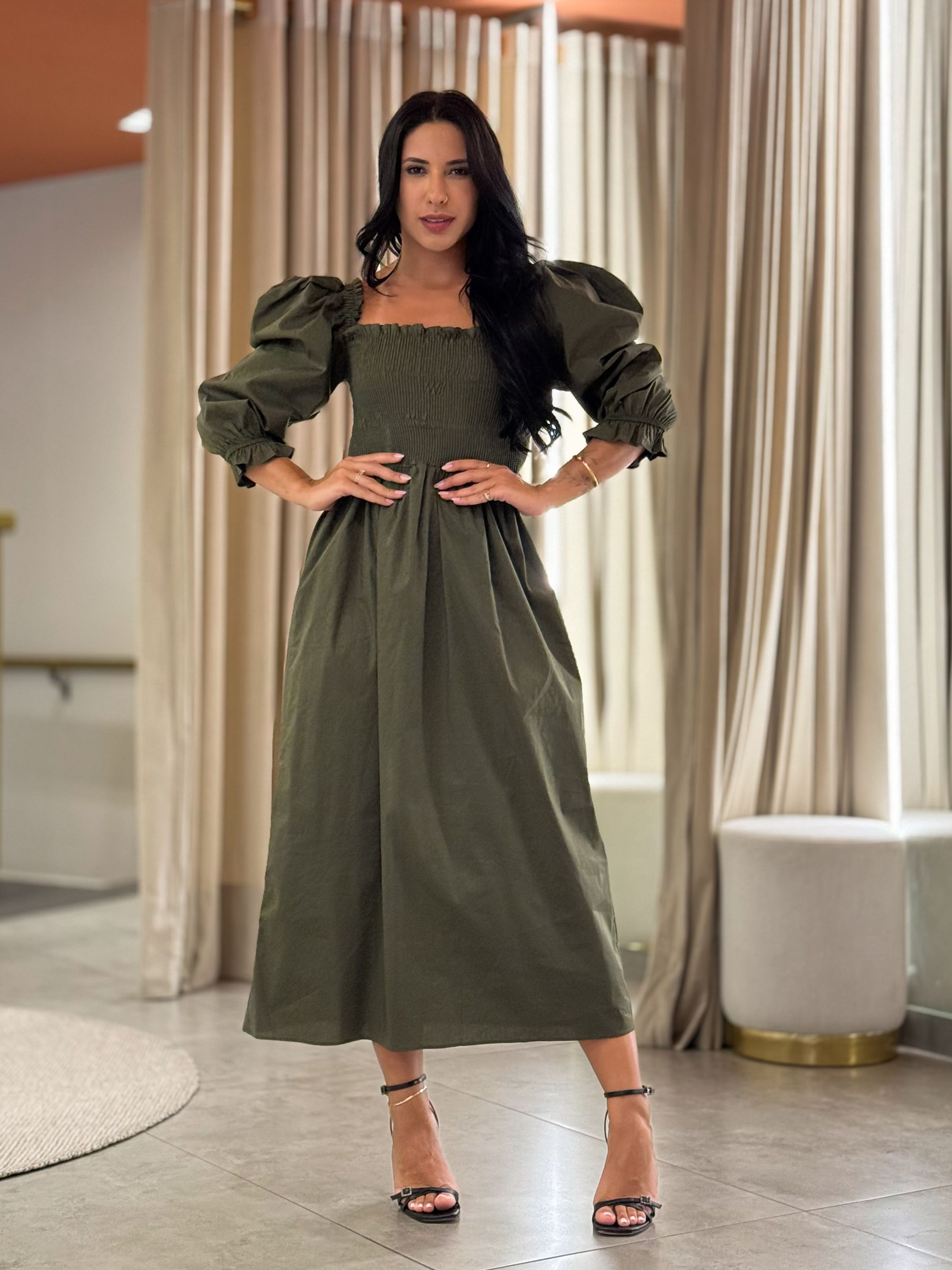 Vestido Thassia Verde Militar