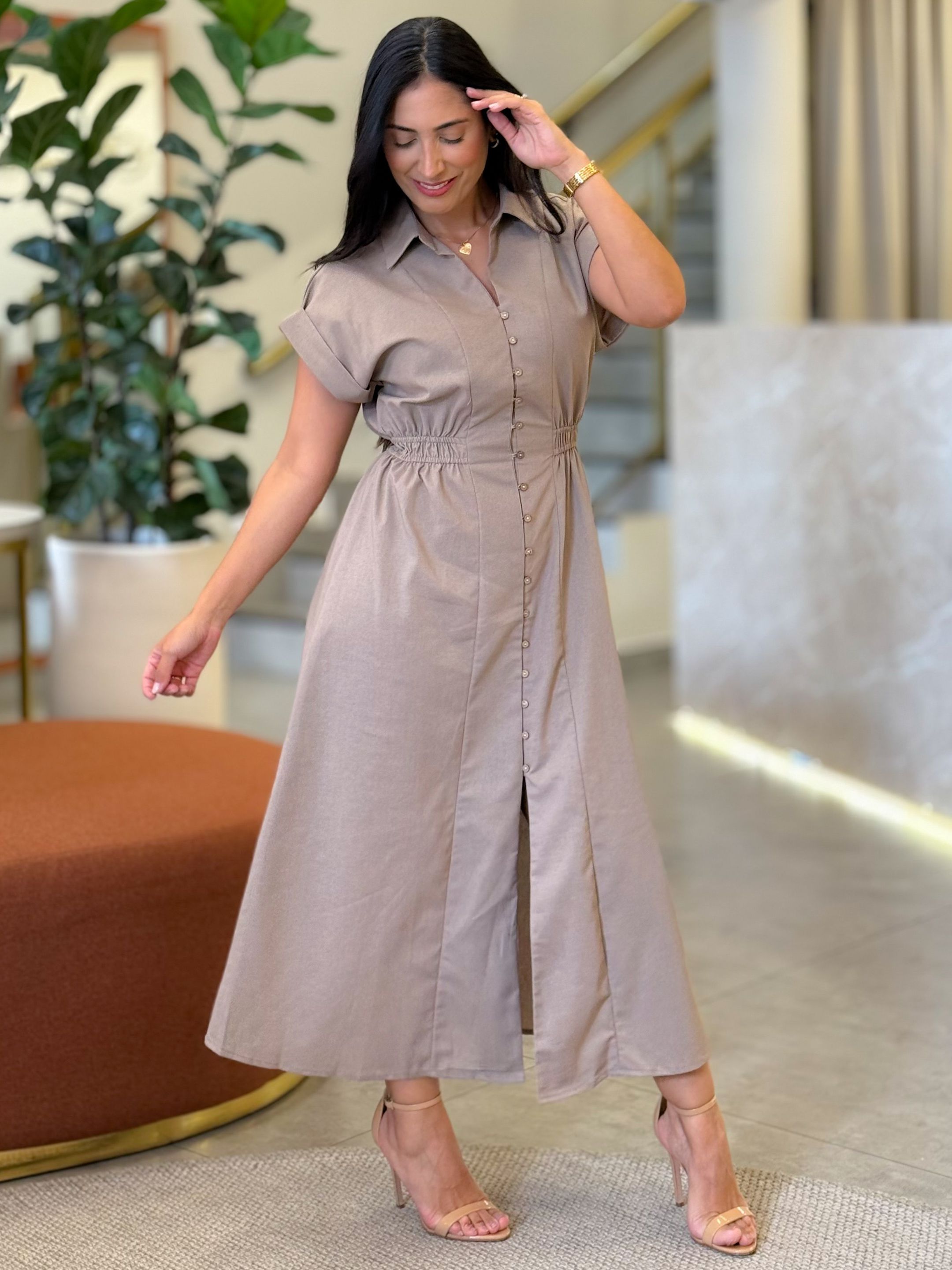 Vestido Lia Cinza Rosado