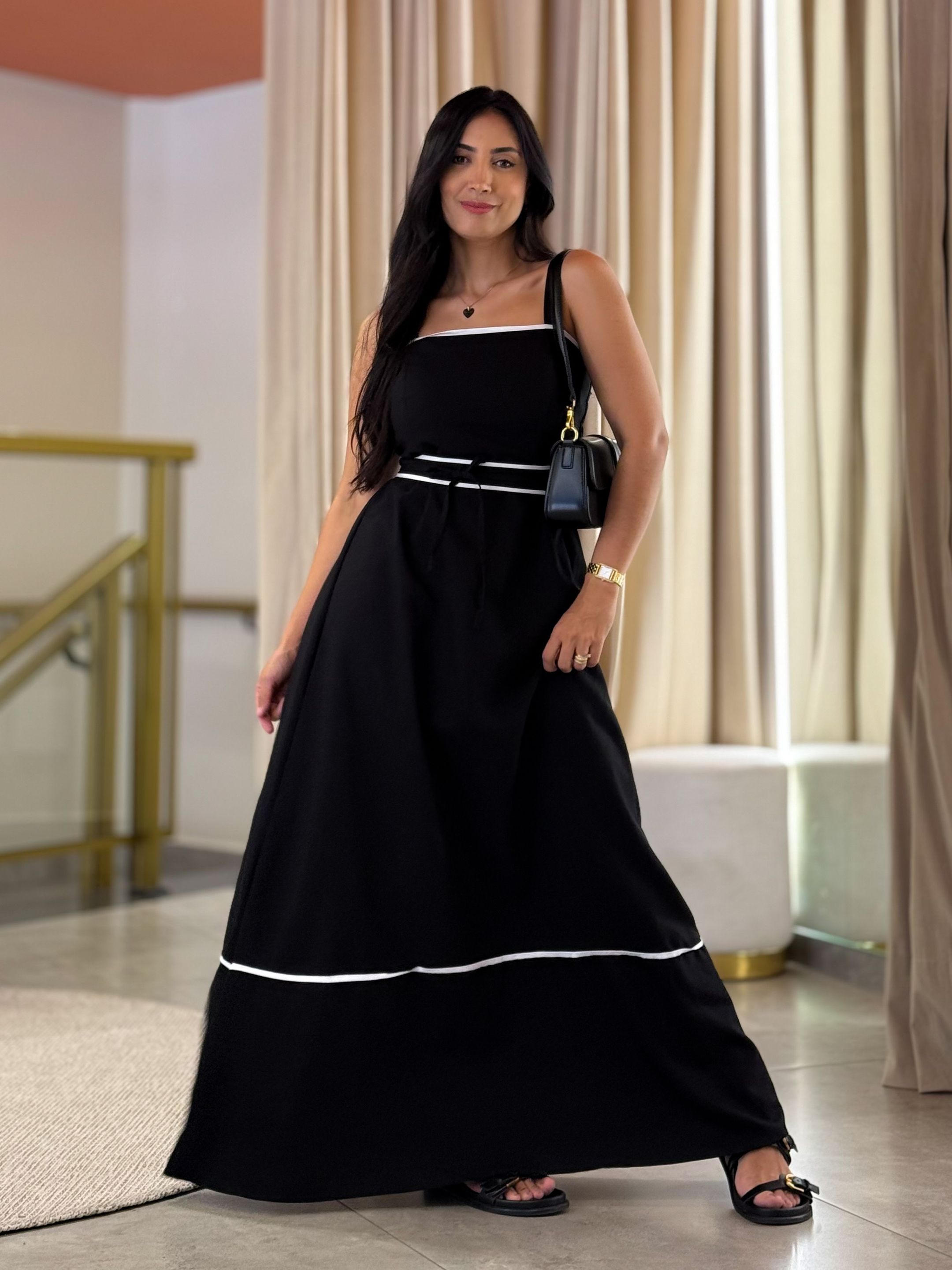 Vestido Maite Preto E Branco