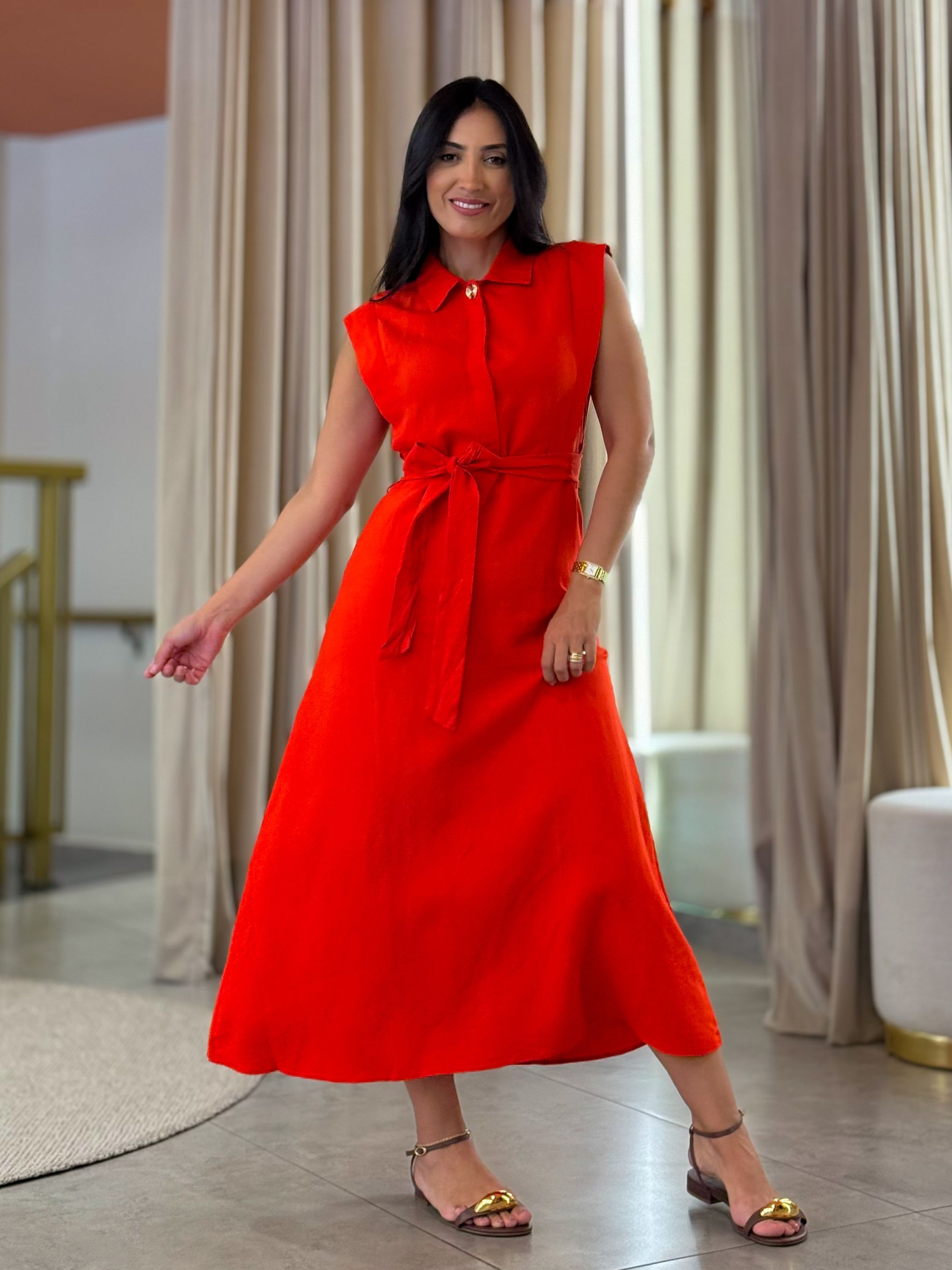 Vestido Margo Vermelho - Por Katia Vilar Moda Clássica 