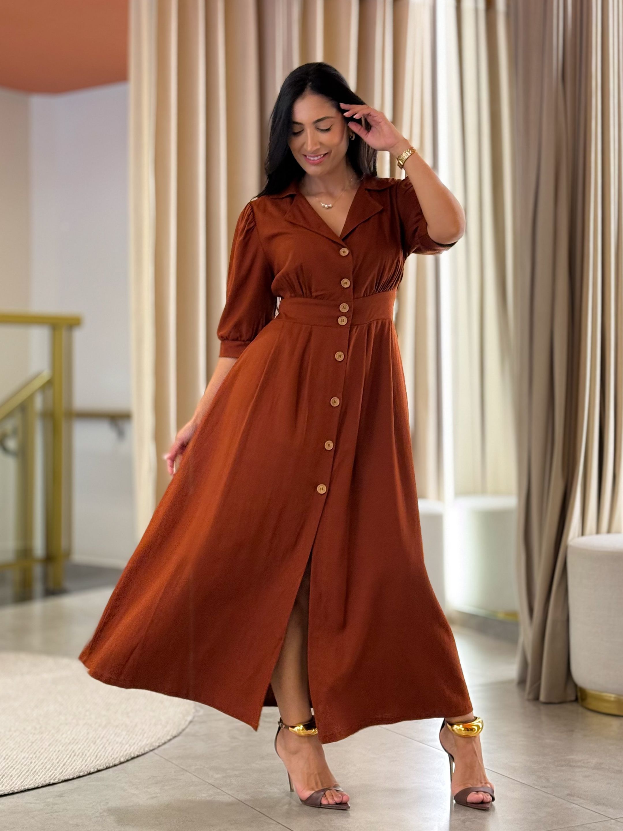Vestido Mila Liso Terracota
