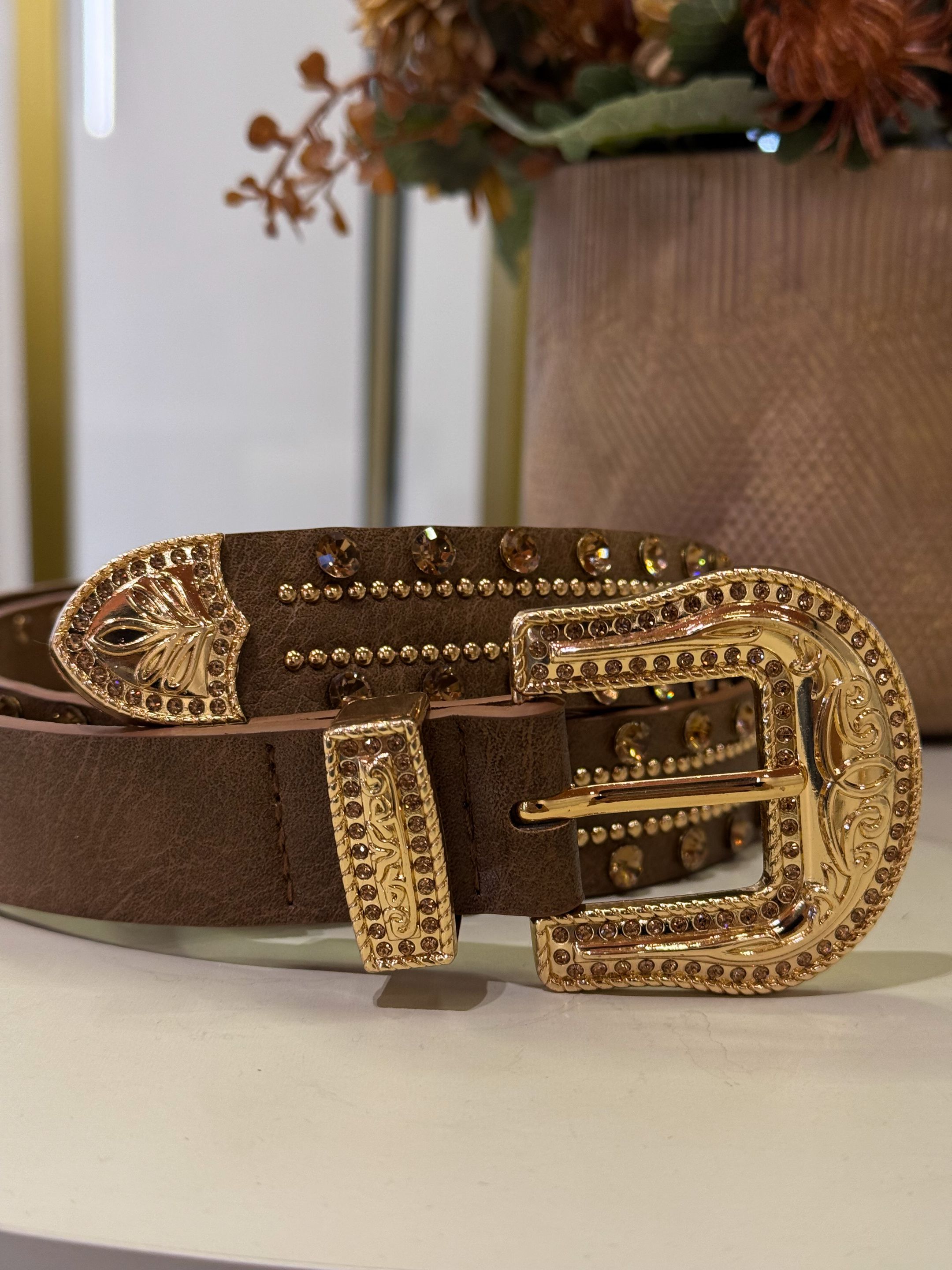 Cinto Strass Caramelo