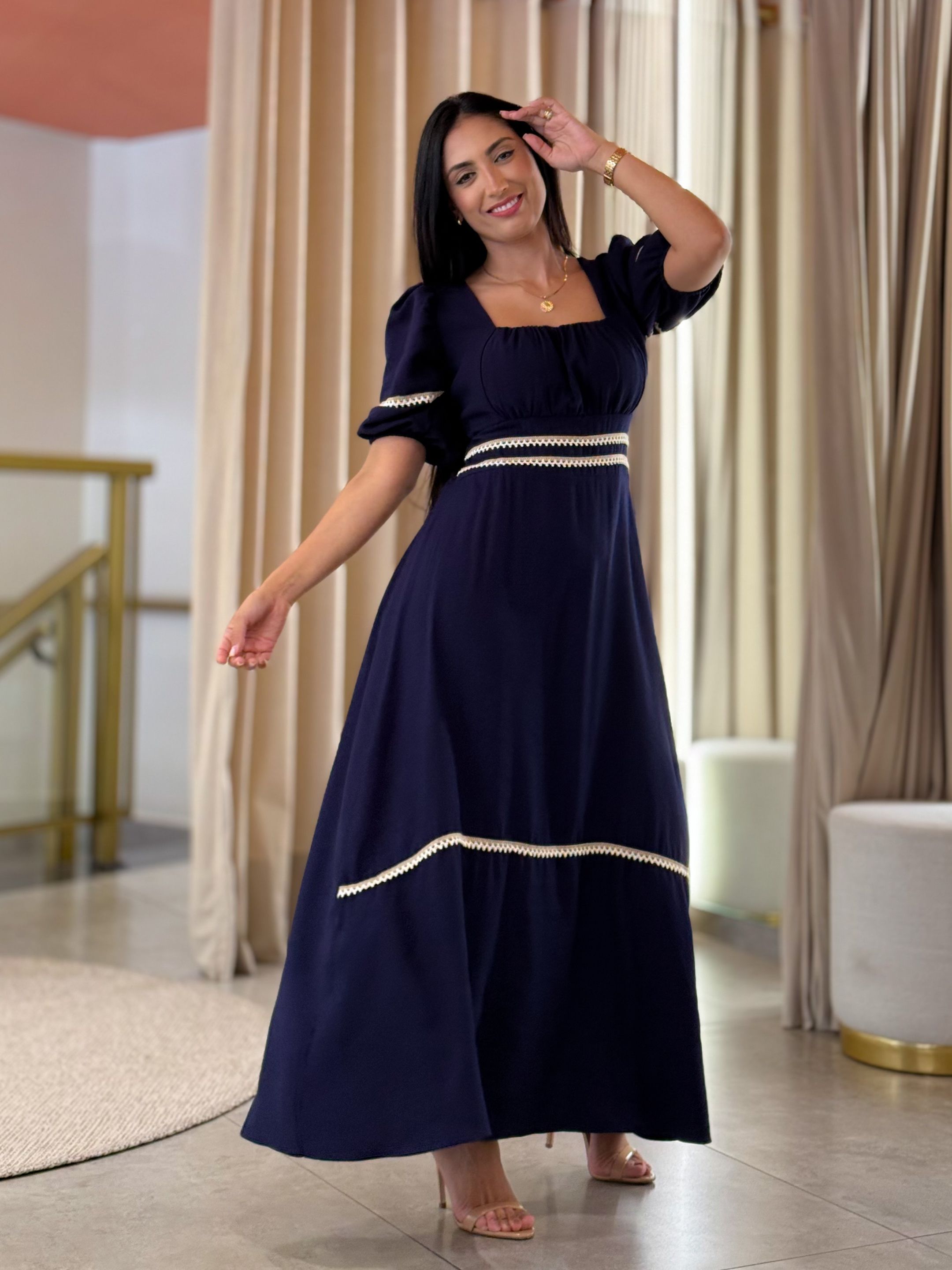 Vestido Agata Azul Marinho