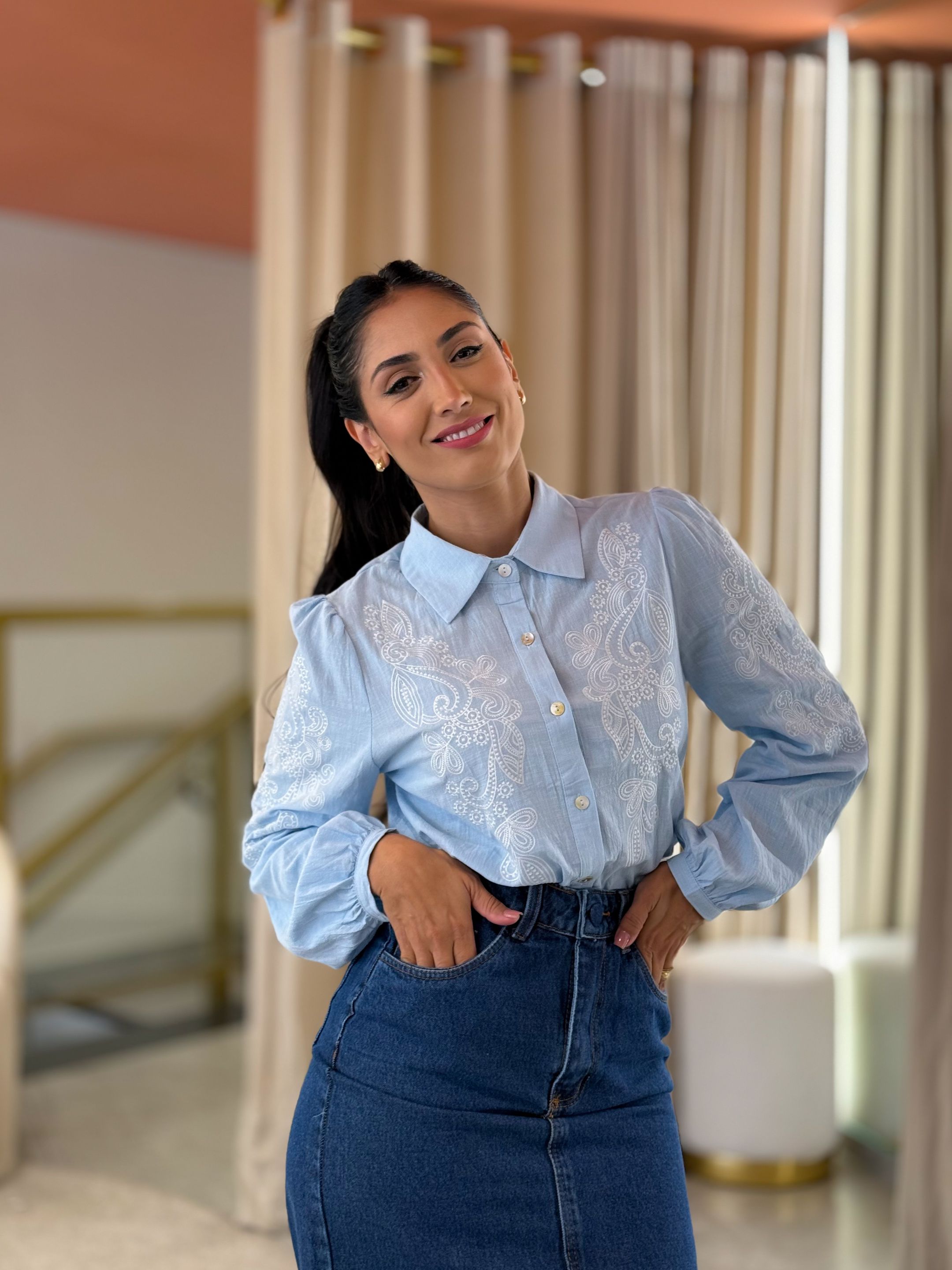 Camisa Luna Azul Bebe