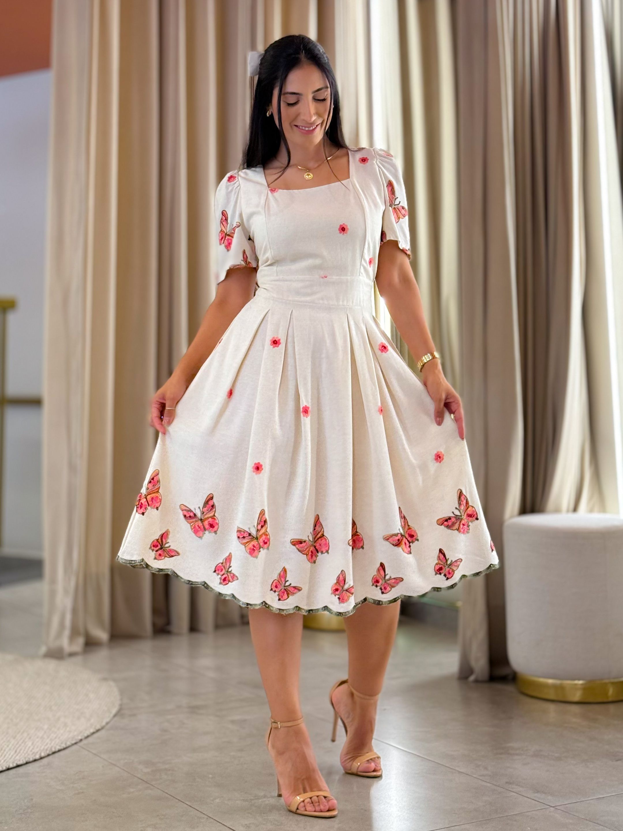 Vestido Lila Areia E Rosa