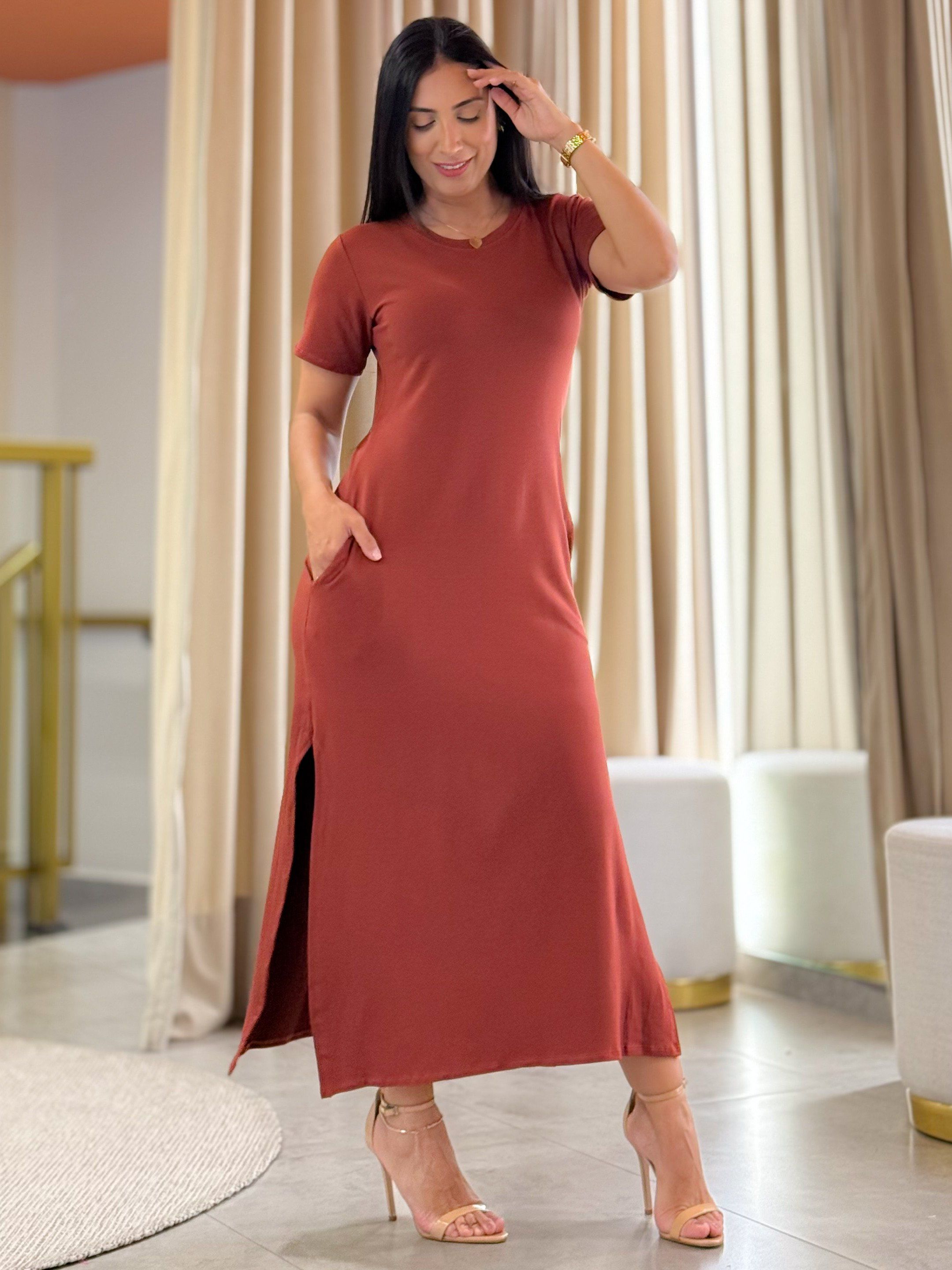 Vestido Cleo Terracota