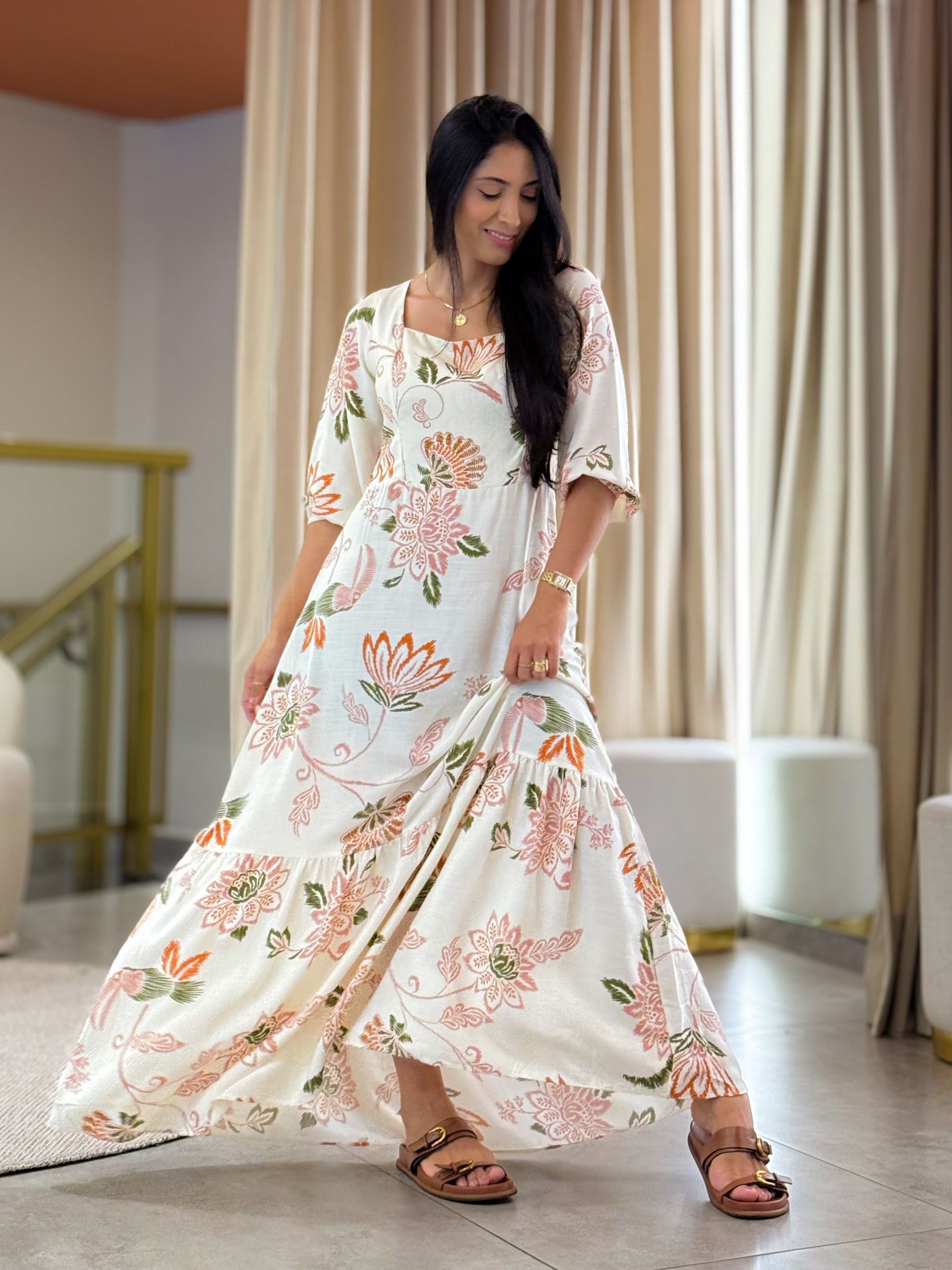 Vestido Samira Off White Folha
