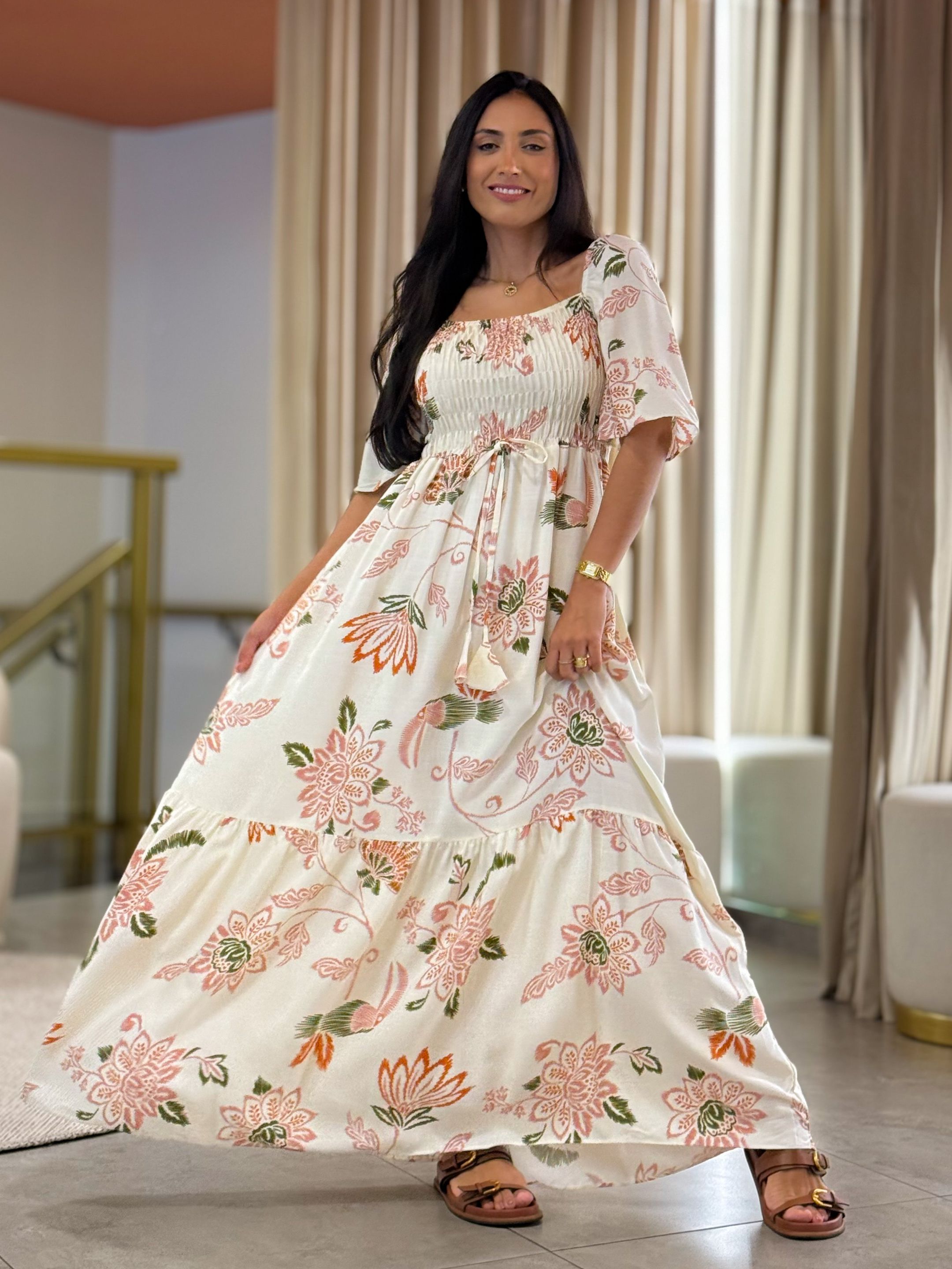 Vestido Paloma Off White E Rose Floral