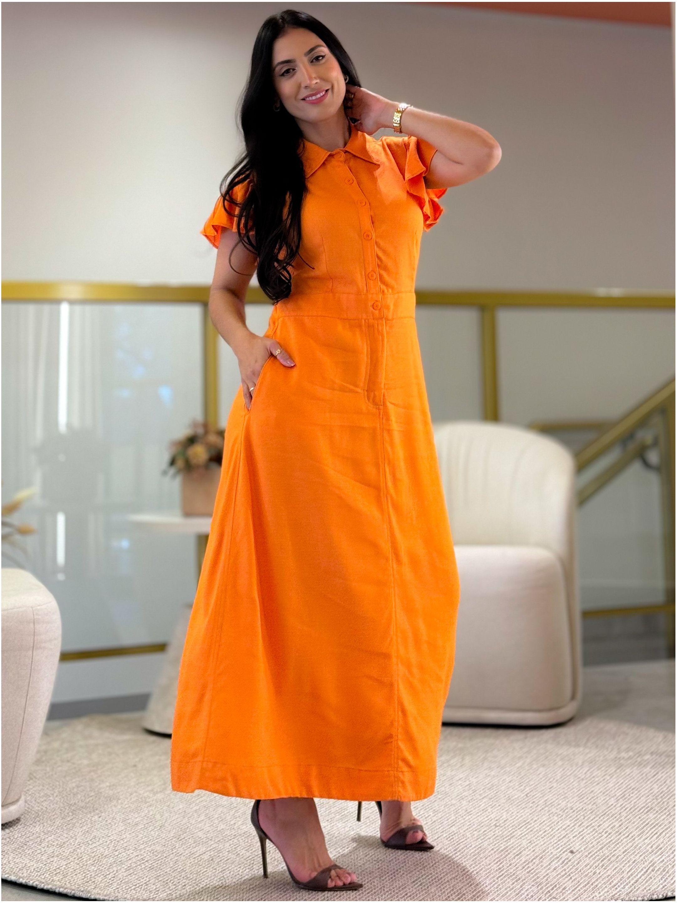 Vestido Clara Laranja