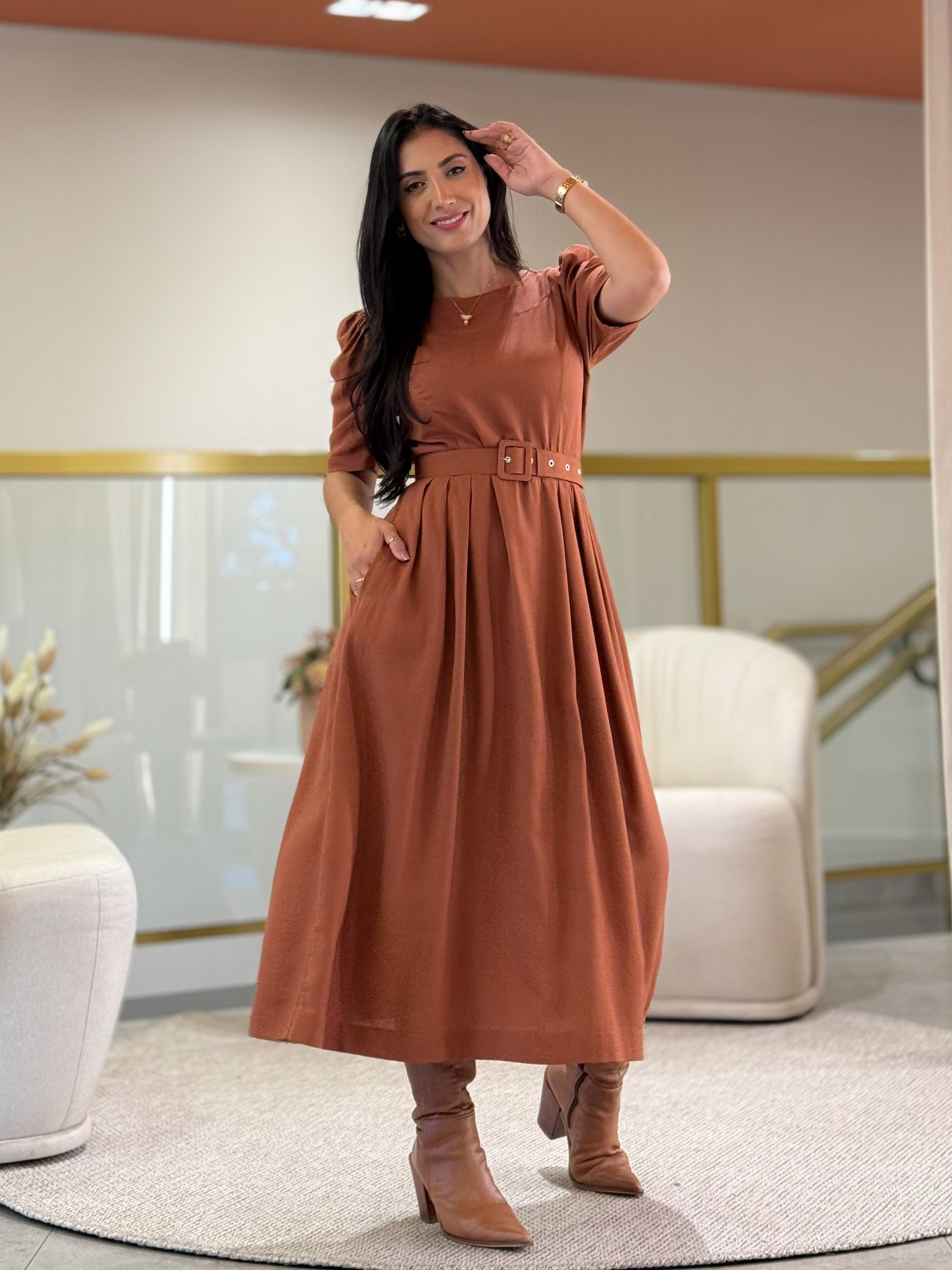 Vestido Celina Marrom