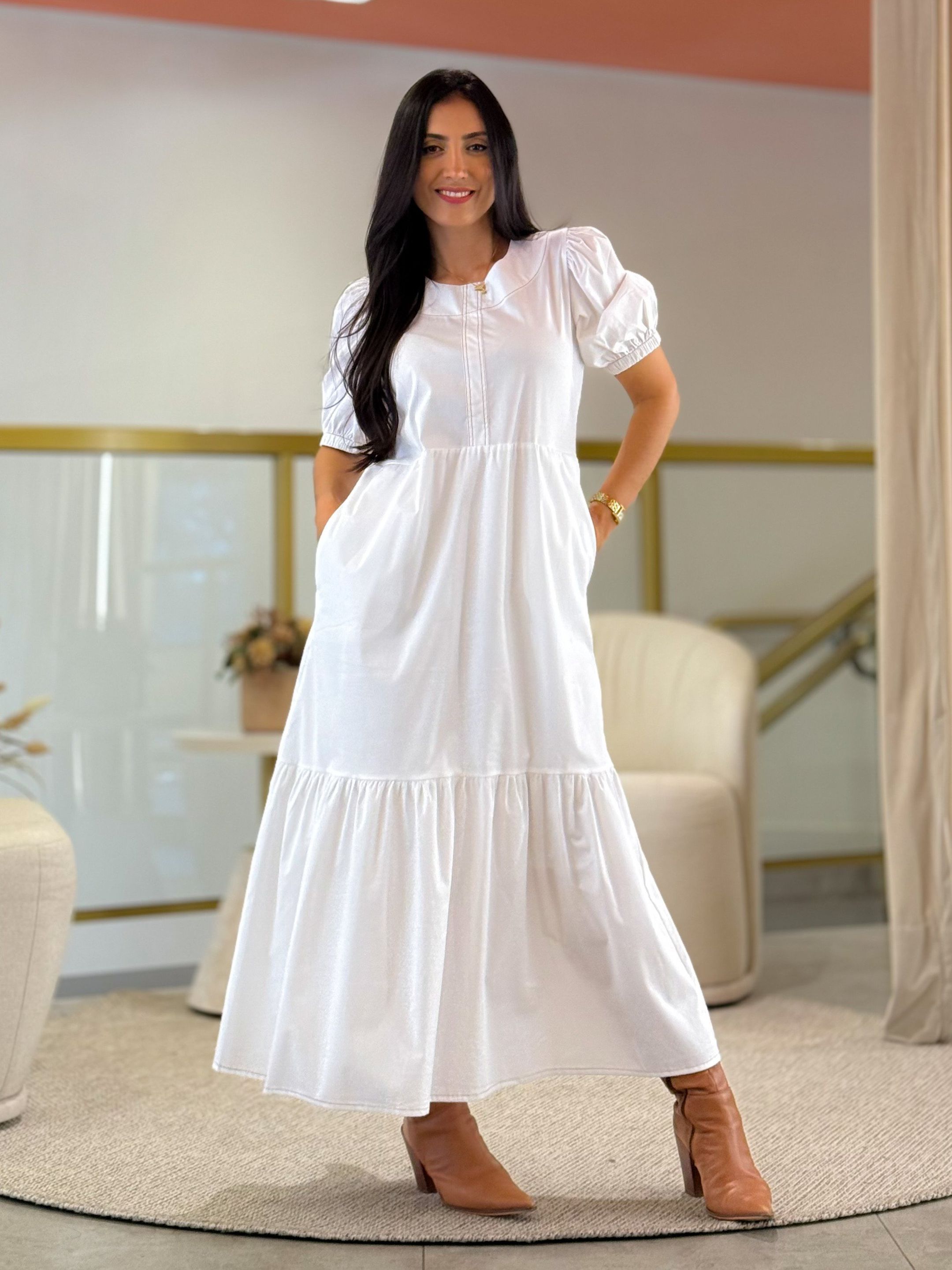 Vestido Zara Off White - Por Katia Vilar Moda Clássica 