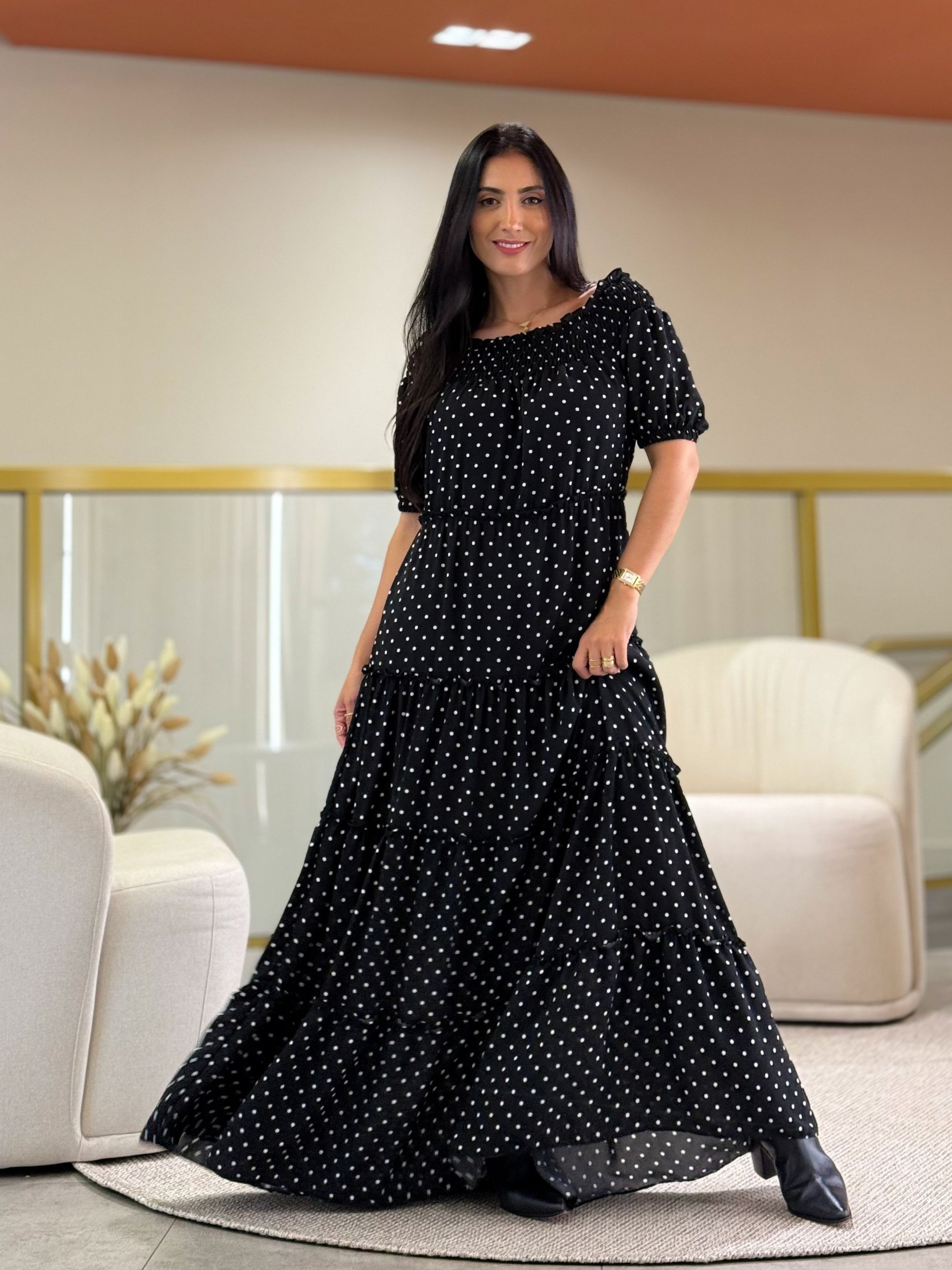 Vestido Silvia Preto Poá