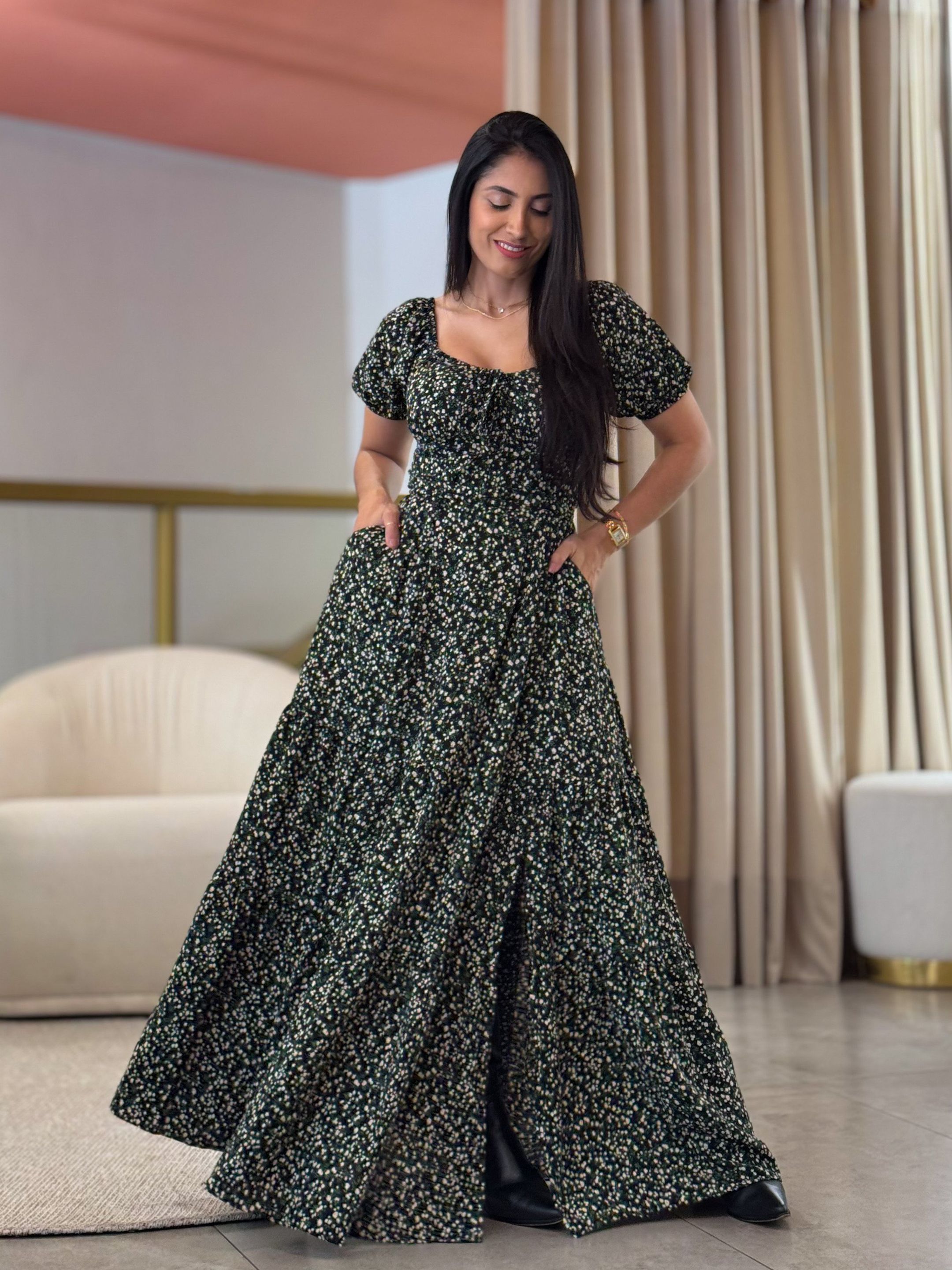 Vestido Luisa Preto Floral