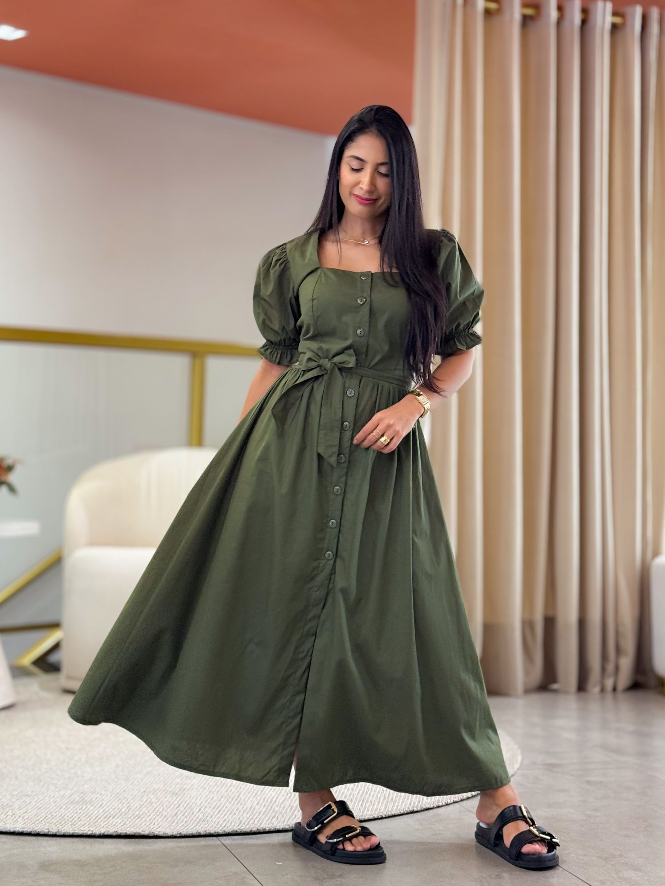 Vestido Flavia Verde Militar