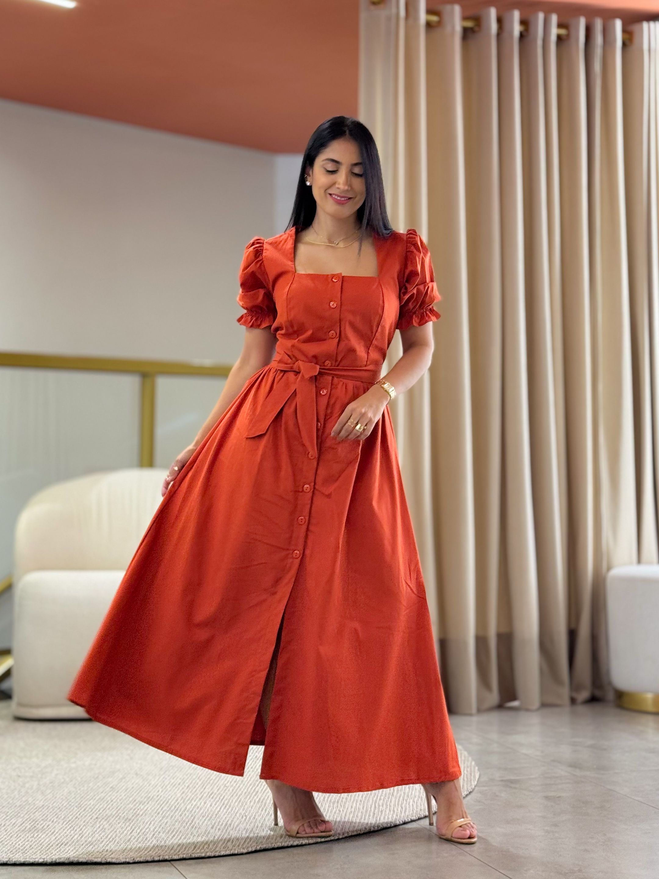 Vestido Flavia Terracota